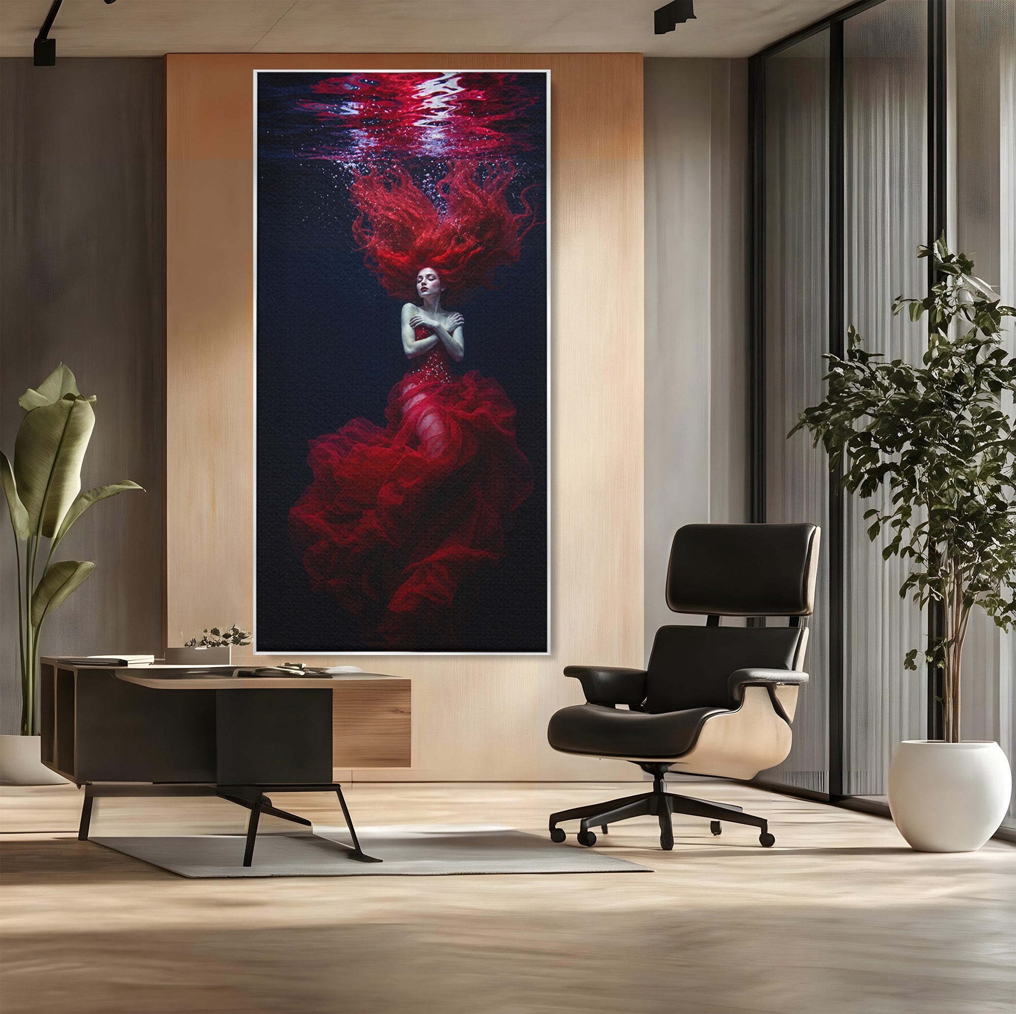 Tablou Canvas Premium LuxCanva® G1287, Sirena In Adancuri, Sirena, Apa, Fantezie, Mister, Dormitor, Culori Vibrante