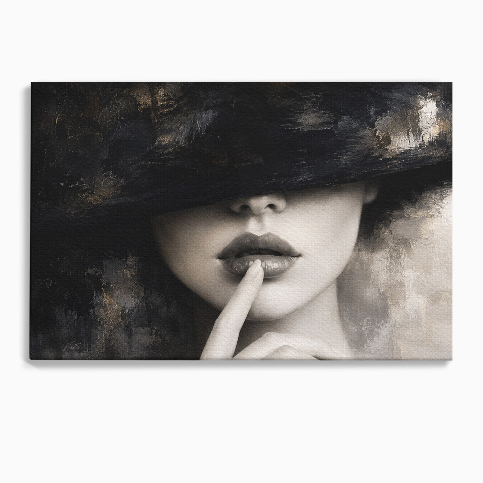 Tablou Canvas Premium LuxCanva® G1288, Misterul Femeii, Femeie, Portret, Eleganta, Mister, Birou, Dormitor, Culori Vibrante