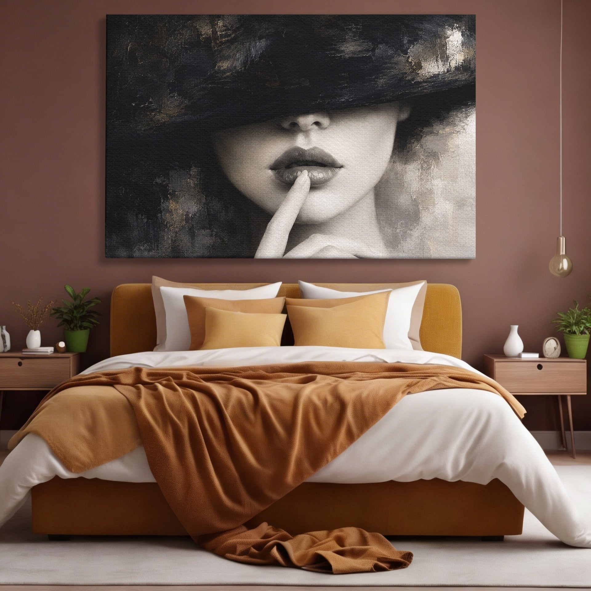 Tablou Canvas Premium LuxCanva® G1288, Misterul Femeii, Femeie, Portret, Eleganta, Mister, Birou, Dormitor, Culori Vibrante