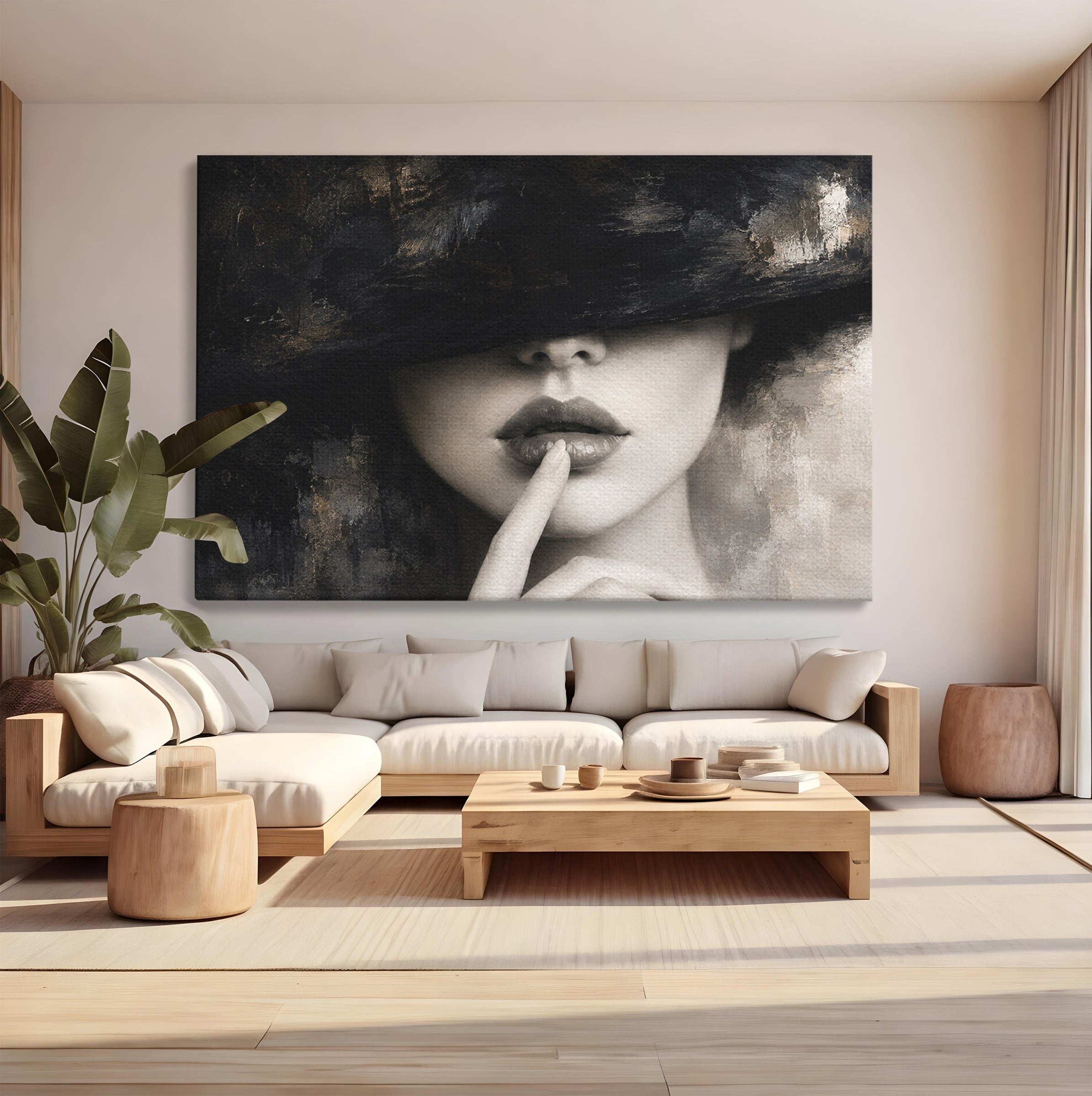 Tablou Canvas Premium LuxCanva® G1288, Misterul Femeii, Femeie, Portret, Eleganta, Mister, Birou, Dormitor, Culori Vibrante