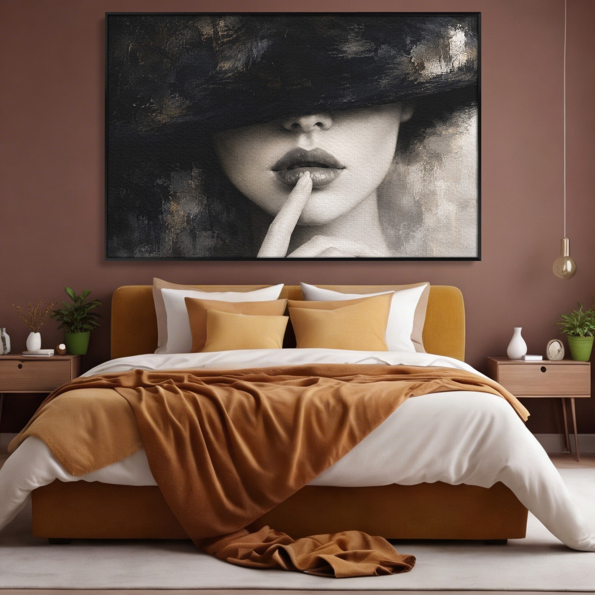 Tablou Canvas Premium LuxCanva® G1288, Misterul Femeii, Femeie, Portret, Eleganta, Mister, Birou, Dormitor, Culori Vibrante