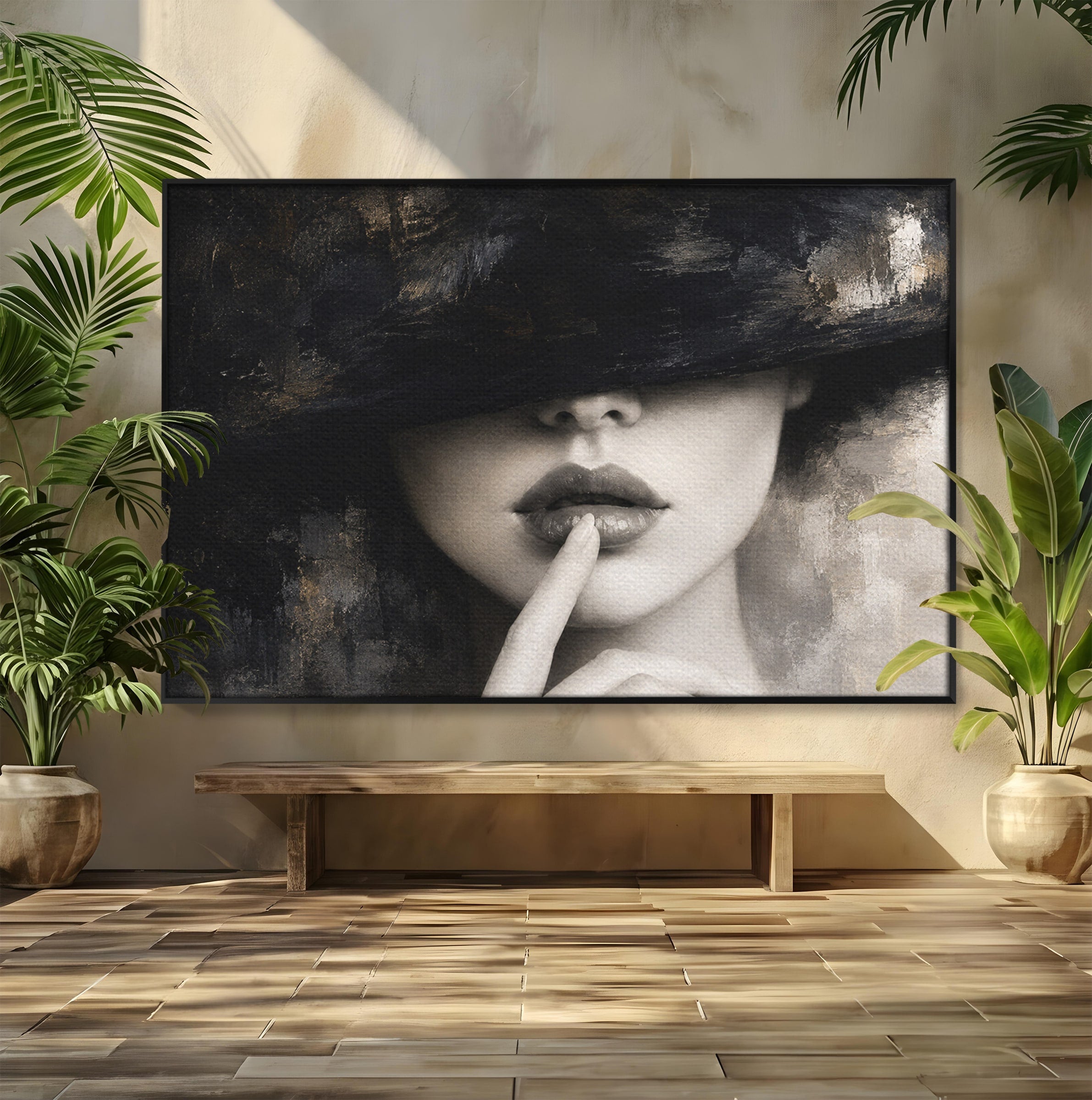 Tablou Canvas Premium LuxCanva® G1288, Misterul Femeii, Femeie, Portret, Eleganta, Mister, Birou, Dormitor, Culori Vibrante
