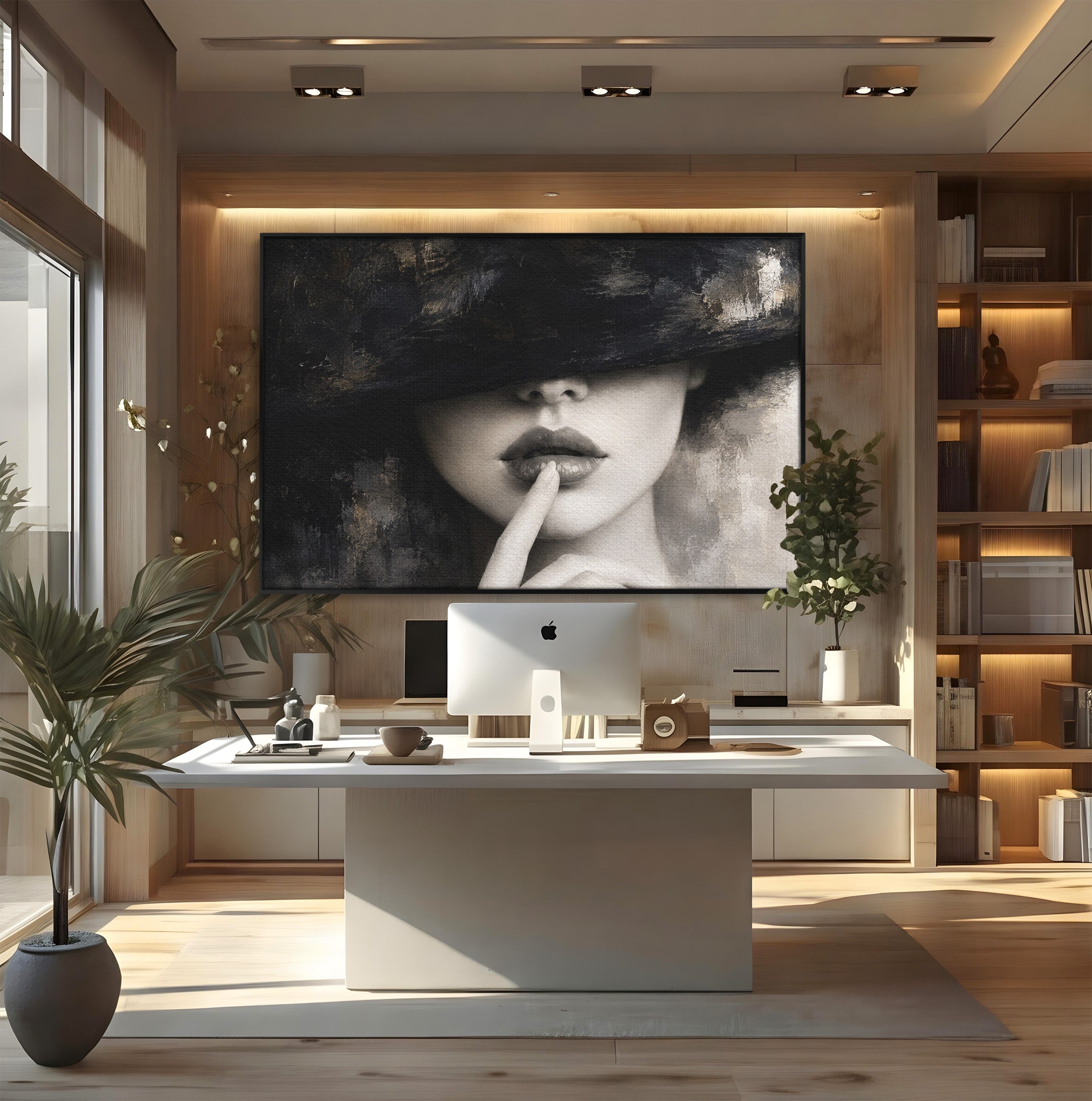 Tablou Canvas Premium LuxCanva® G1288, Misterul Femeii, Femeie, Portret, Eleganta, Mister, Birou, Dormitor, Culori Vibrante