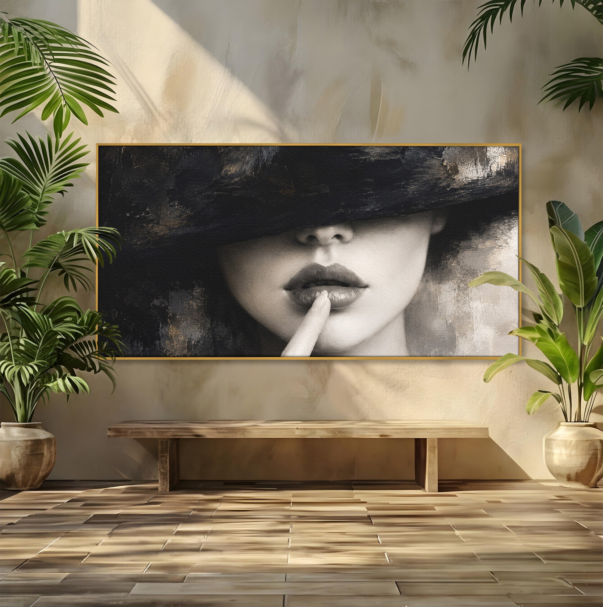 Tablou Canvas Premium LuxCanva® G1288, Misterul Femeii, Femeie, Portret, Eleganta, Mister, Birou, Dormitor, Culori Vibrante