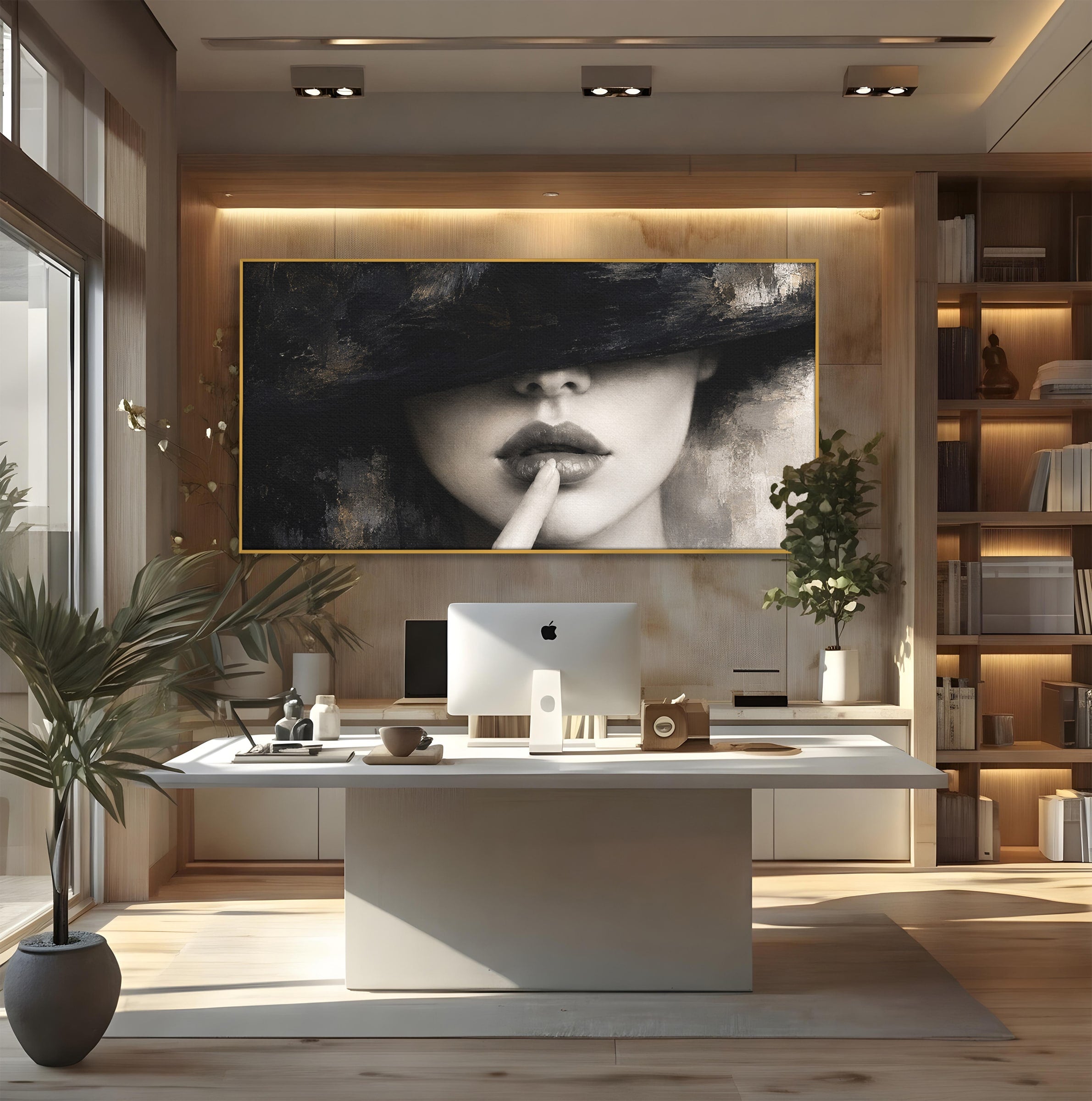 Tablou Canvas Premium LuxCanva® G1288, Misterul Femeii, Femeie, Portret, Eleganta, Mister, Birou, Dormitor, Culori Vibrante