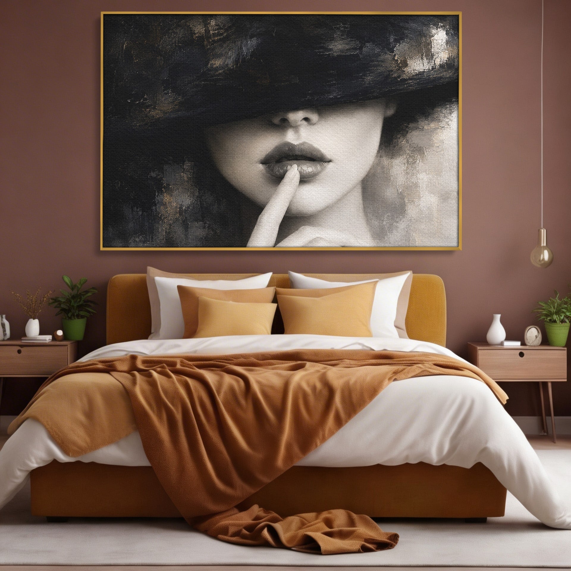 Tablou Canvas Premium LuxCanva® G1288, Misterul Femeii, Femeie, Portret, Eleganta, Mister, Birou, Dormitor, Culori Vibrante