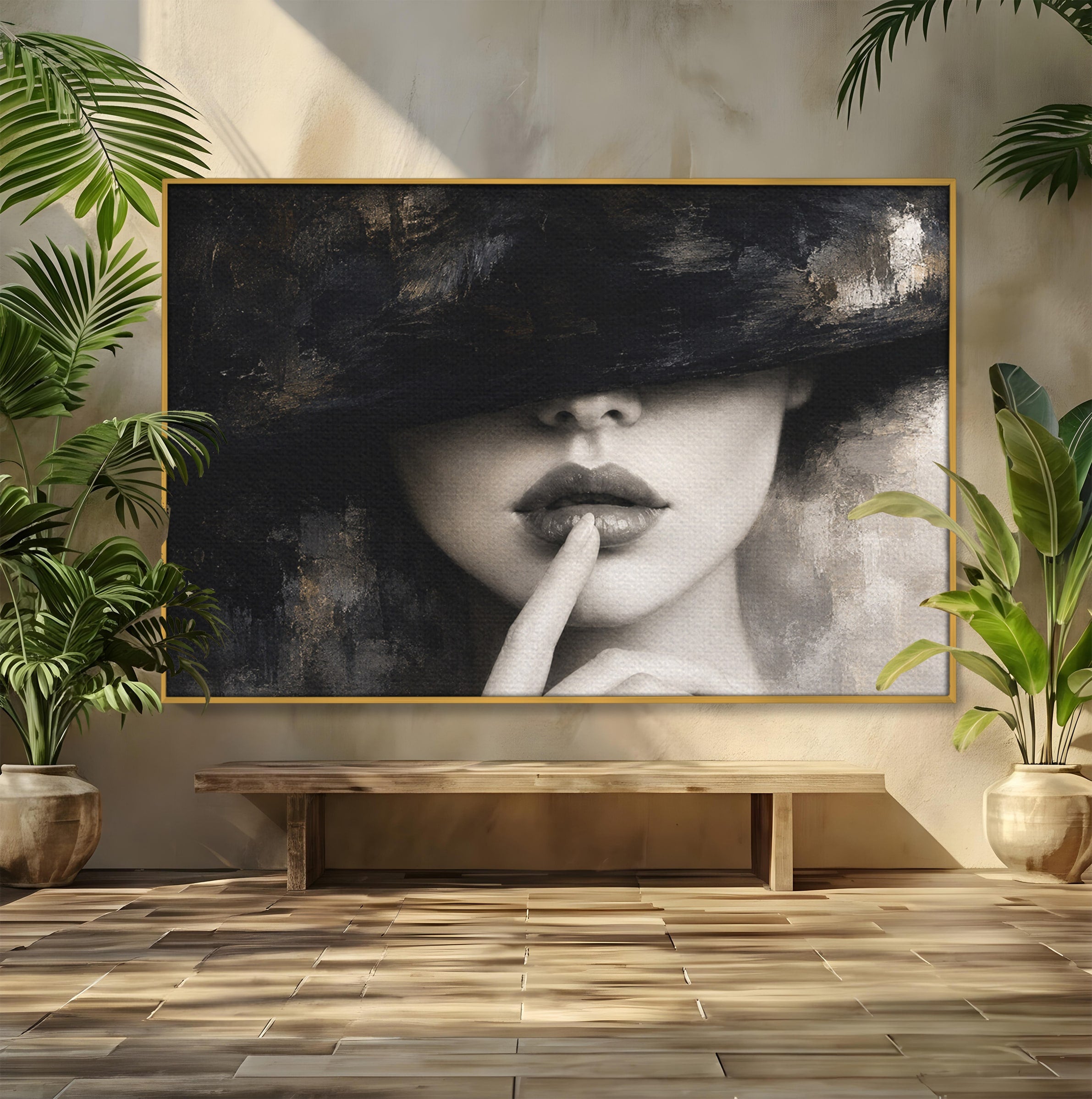 Tablou Canvas Premium LuxCanva® G1288, Misterul Femeii, Femeie, Portret, Eleganta, Mister, Birou, Dormitor, Culori Vibrante
