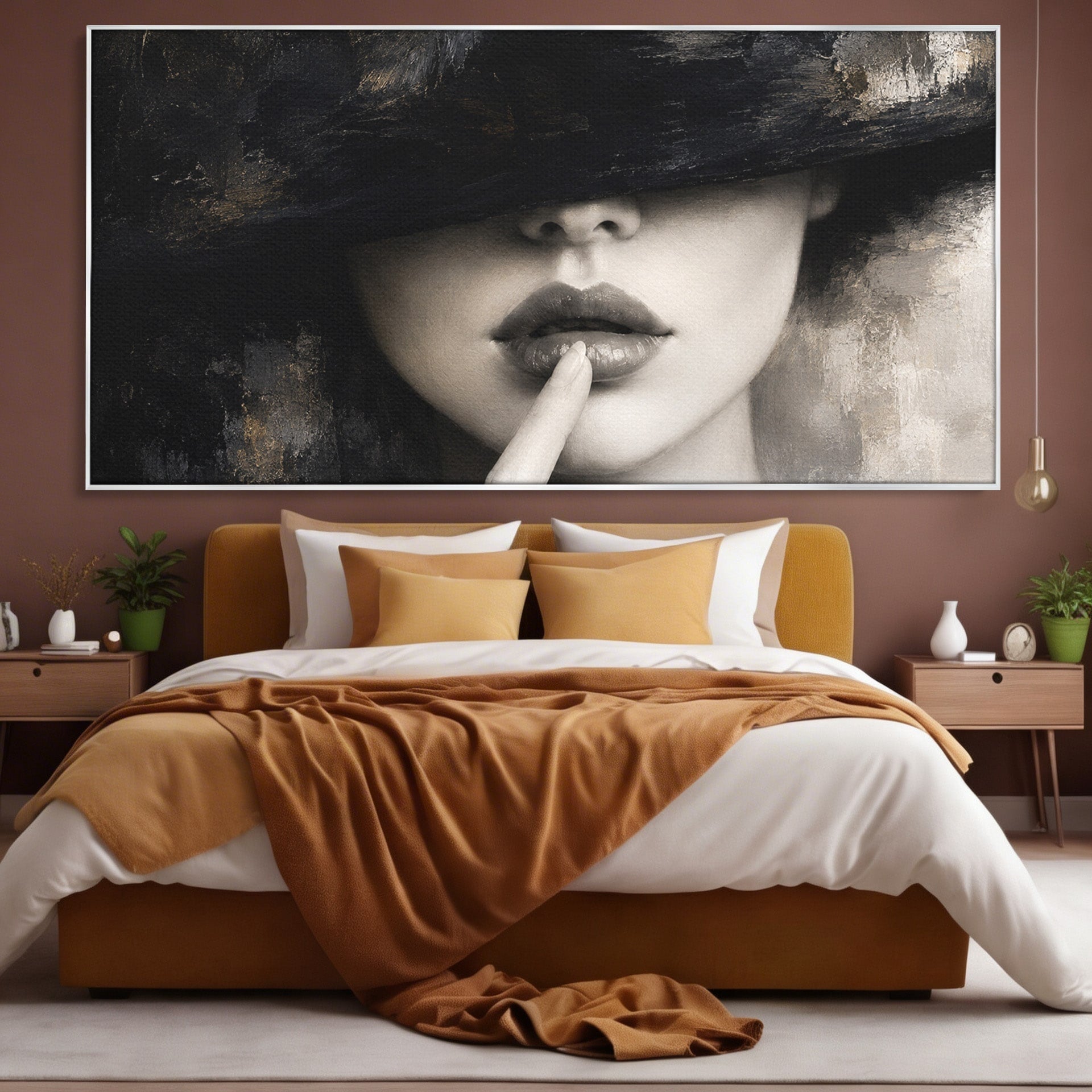 Tablou Canvas Premium LuxCanva® G1288, Misterul Femeii, Femeie, Portret, Eleganta, Mister, Birou, Dormitor, Culori Vibrante