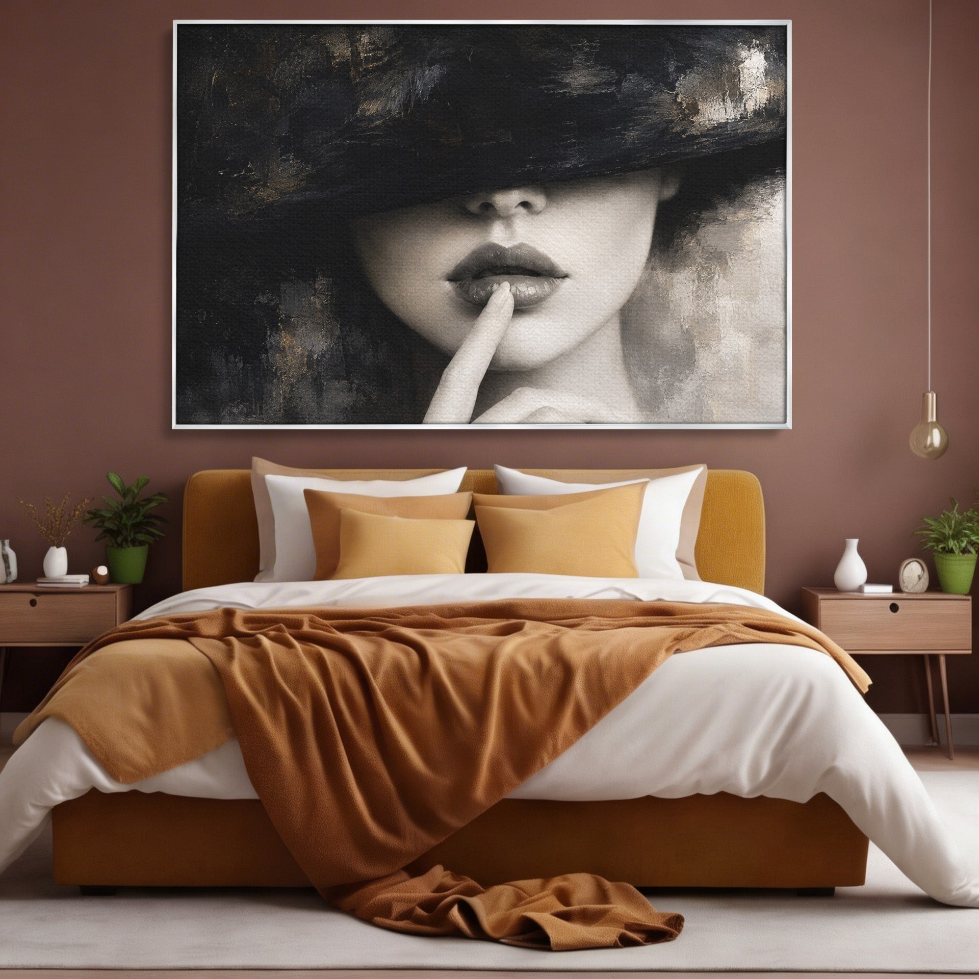 Tablou Canvas Premium LuxCanva® G1288, Misterul Femeii, Femeie, Portret, Eleganta, Mister, Birou, Dormitor, Culori Vibrante