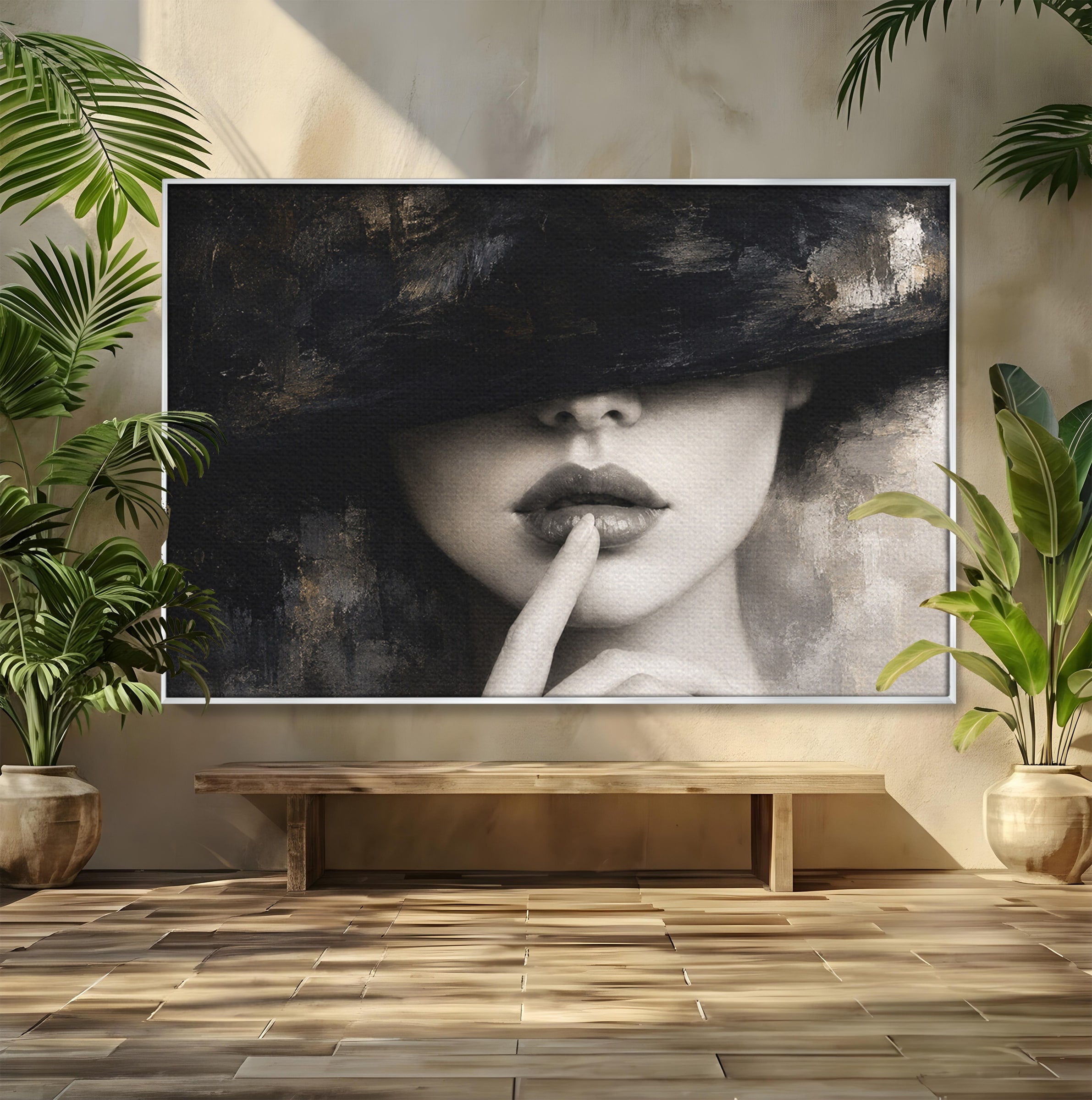 Tablou Canvas Premium LuxCanva® G1288, Misterul Femeii, Femeie, Portret, Eleganta, Mister, Birou, Dormitor, Culori Vibrante