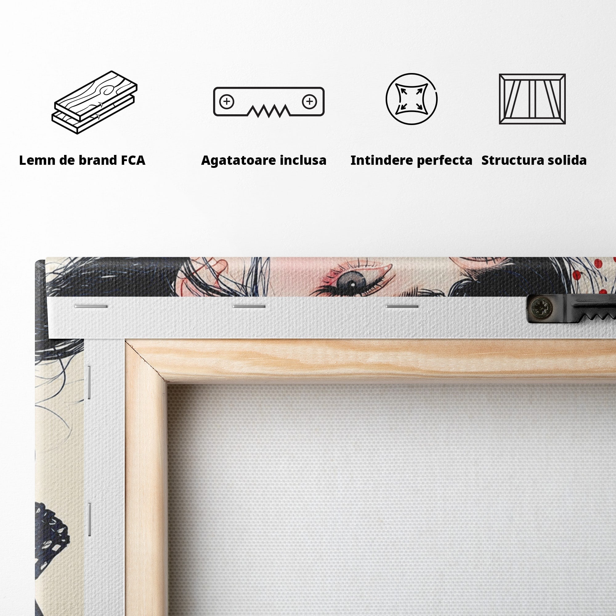 Tablou Canvas Premium LuxCanva® G1289, Portret Femeie Cu Fundita, Femeie, Portret, Fundita, Moda, Eleganta, Dormitor, Culori Vibrante