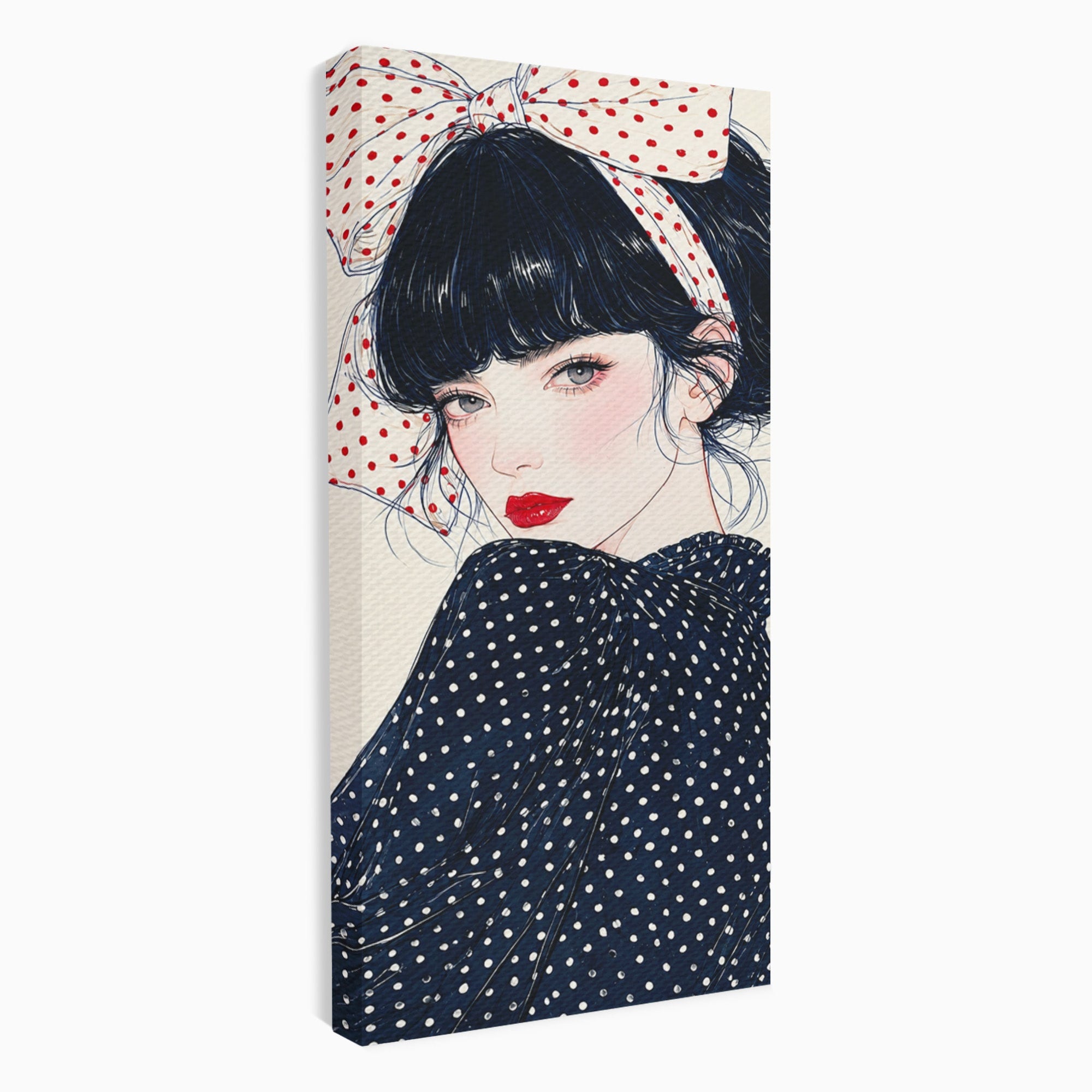 Tablou Canvas Premium LuxCanva® G1289, Portret Femeie Cu Fundita, Femeie, Portret, Fundita, Moda, Eleganta, Dormitor, Culori Vibrante