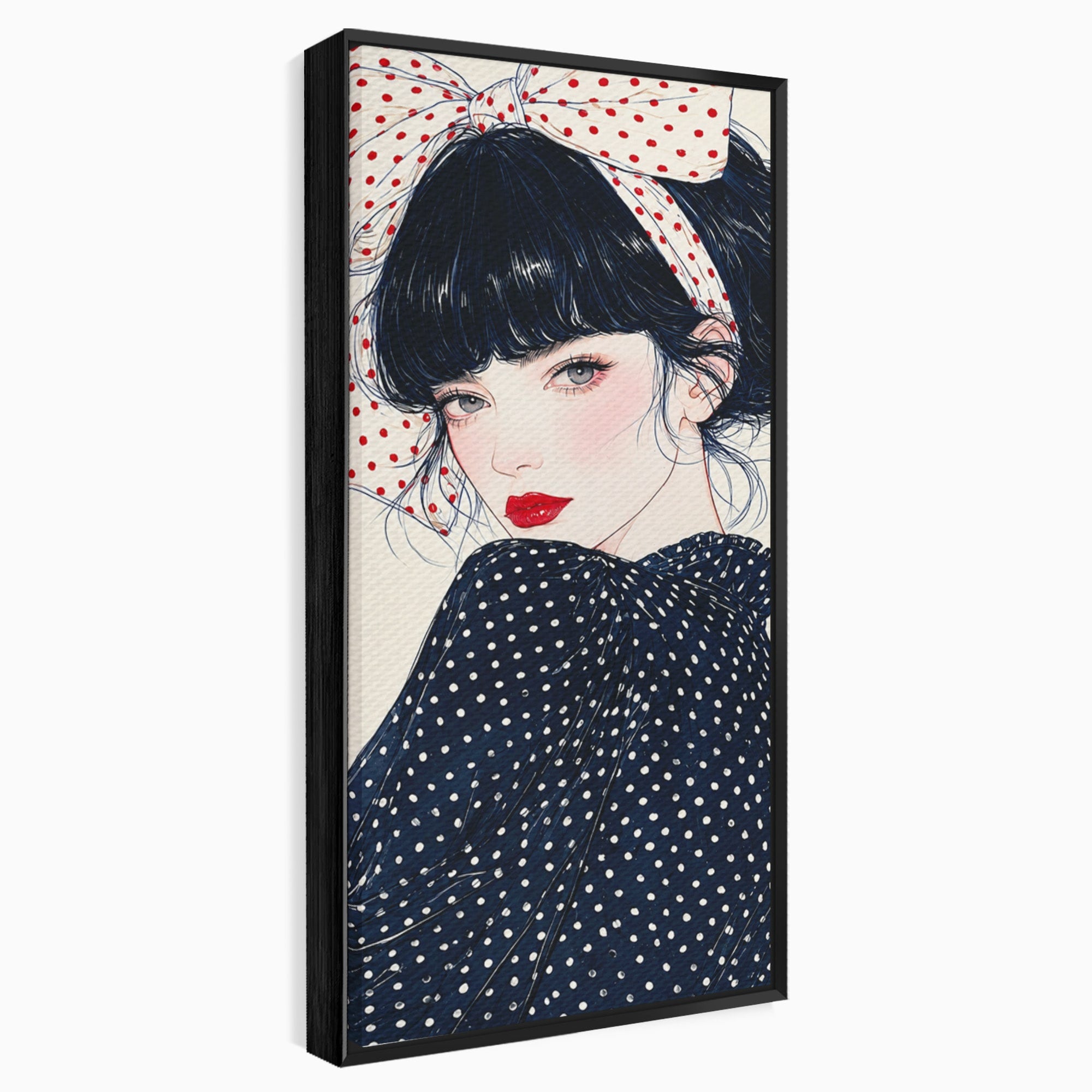 Tablou Canvas Premium LuxCanva® G1289, Portret Femeie Cu Fundita, Femeie, Portret, Fundita, Moda, Eleganta, Dormitor, Culori Vibrante