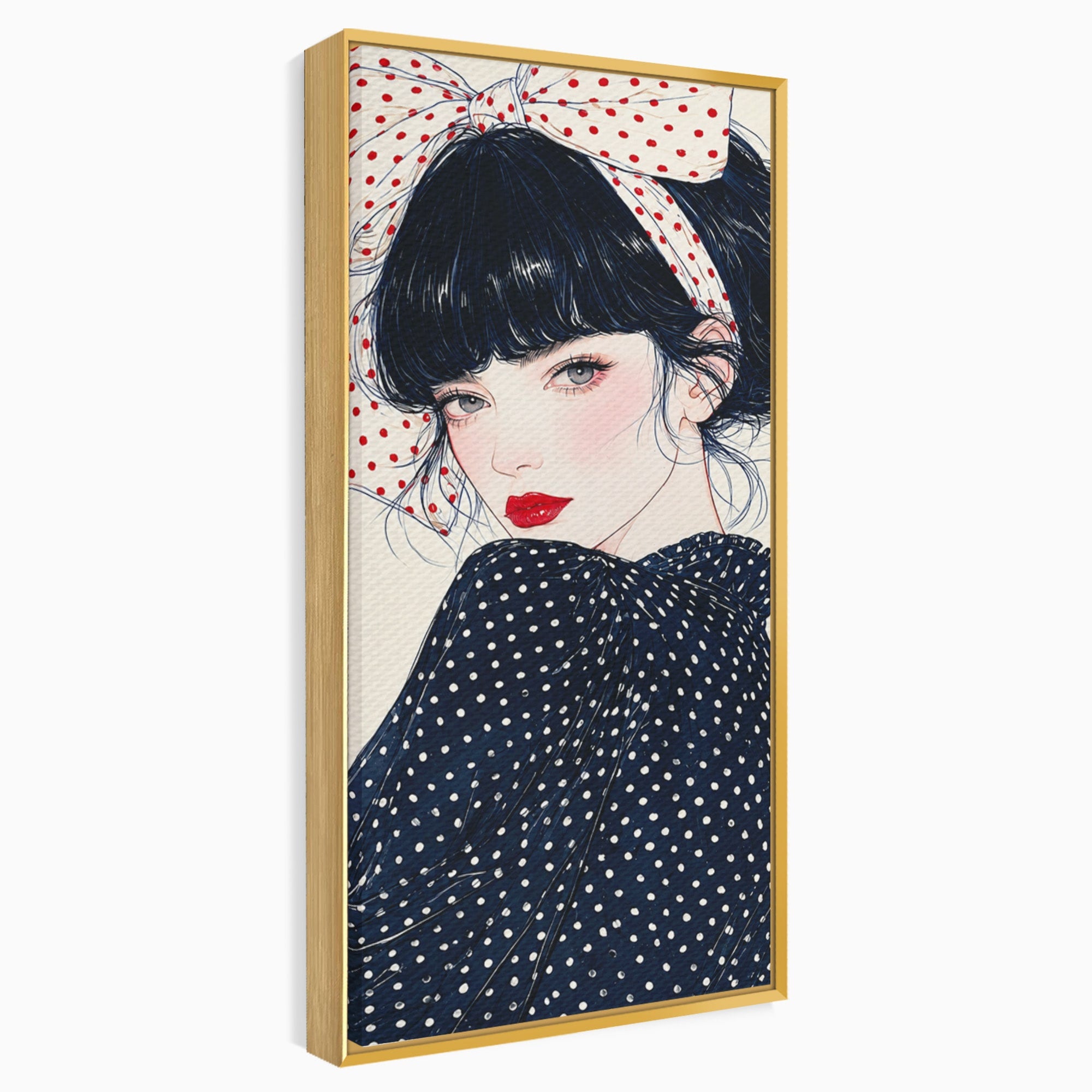 Tablou Canvas Premium LuxCanva® G1289, Portret Femeie Cu Fundita, Femeie, Portret, Fundita, Moda, Eleganta, Dormitor, Culori Vibrante