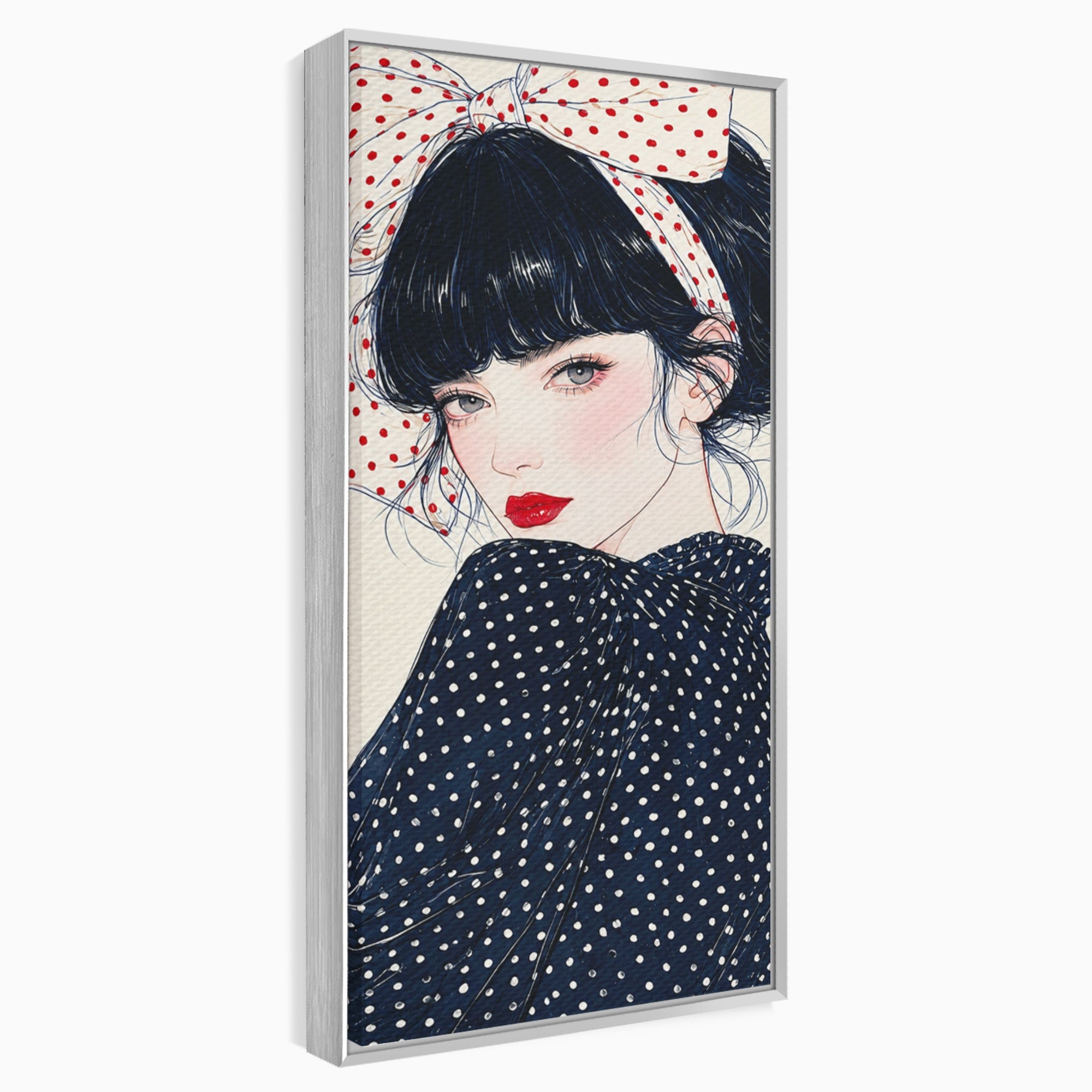 Tablou Canvas Premium LuxCanva® G1289, Portret Femeie Cu Fundita, Femeie, Portret, Fundita, Moda, Eleganta, Dormitor, Culori Vibrante