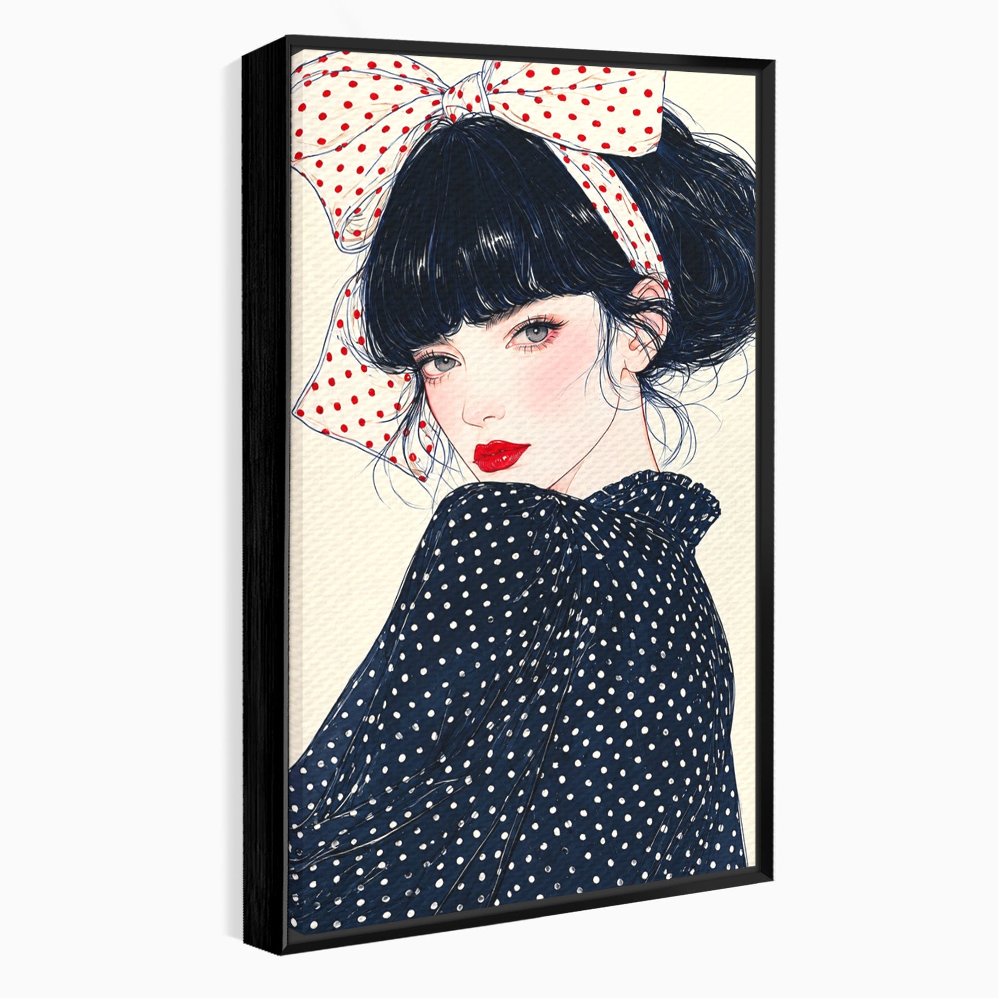 Tablou Canvas Premium LuxCanva® G1289, Portret Femeie Cu Fundita, Femeie, Portret, Fundita, Moda, Eleganta, Dormitor, Culori Vibrante