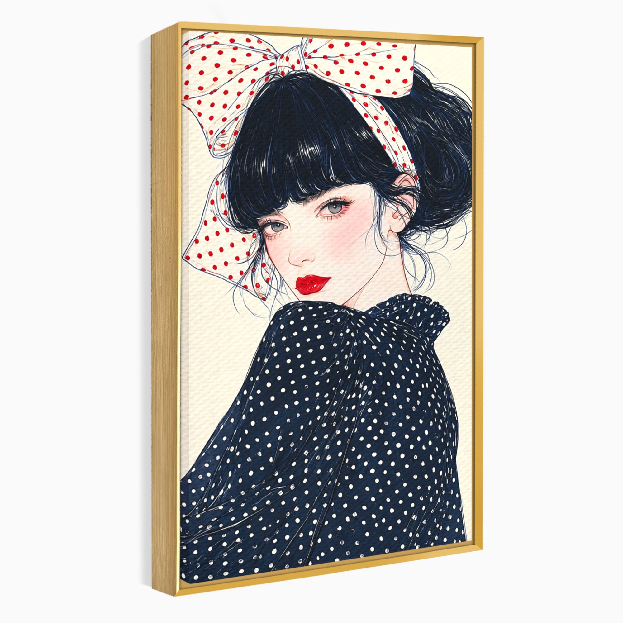 Tablou Canvas Premium LuxCanva® G1289, Portret Femeie Cu Fundita, Femeie, Portret, Fundita, Moda, Eleganta, Dormitor, Culori Vibrante