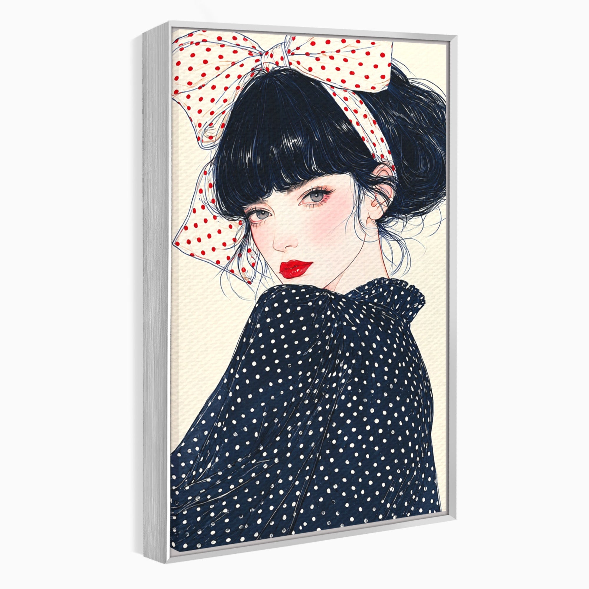 Tablou Canvas Premium LuxCanva® G1289, Portret Femeie Cu Fundita, Femeie, Portret, Fundita, Moda, Eleganta, Dormitor, Culori Vibrante
