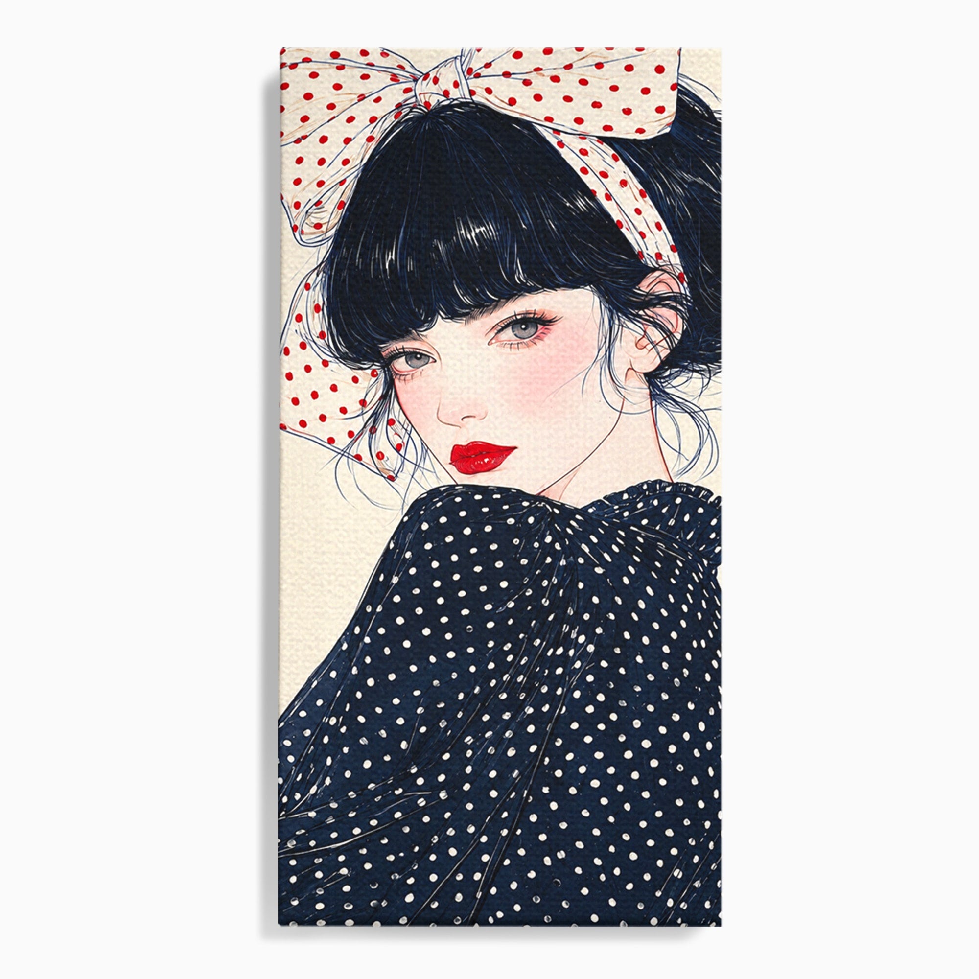 Tablou Canvas Premium LuxCanva® G1289, Portret Femeie Cu Fundita, Femeie, Portret, Fundita, Moda, Eleganta, Dormitor, Culori Vibrante