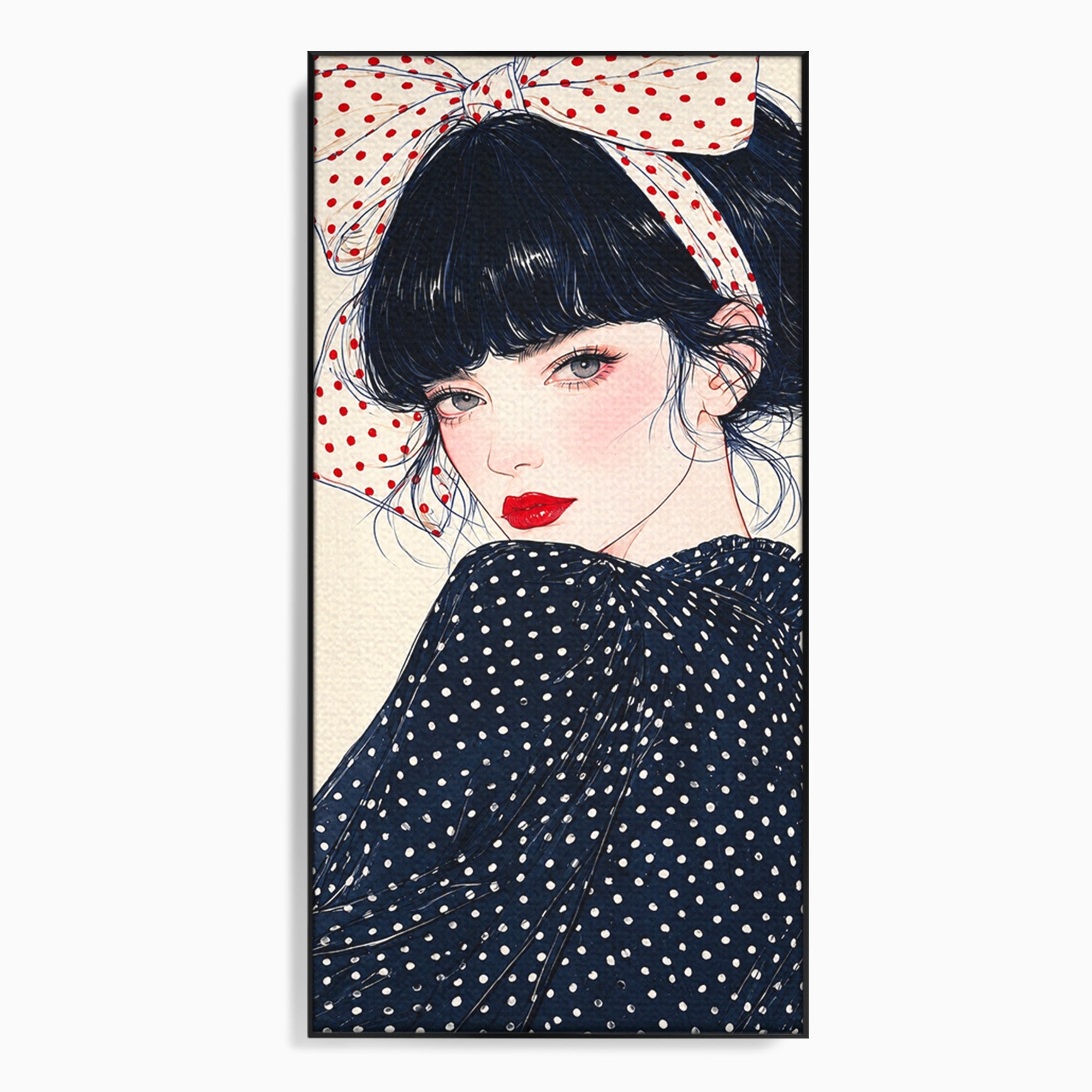 Tablou Canvas Premium LuxCanva® G1289, Portret Femeie Cu Fundita, Femeie, Portret, Fundita, Moda, Eleganta, Dormitor, Culori Vibrante