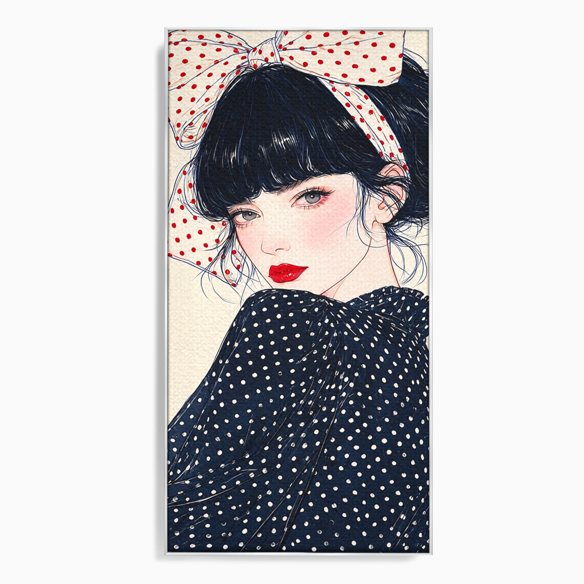 Tablou Canvas Premium LuxCanva® G1289, Portret Femeie Cu Fundita, Femeie, Portret, Fundita, Moda, Eleganta, Dormitor, Culori Vibrante