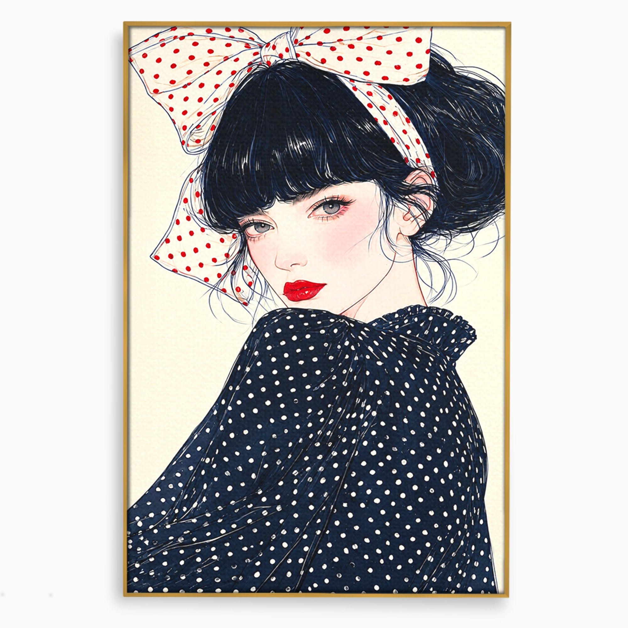Tablou Canvas Premium LuxCanva® G1289, Portret Femeie Cu Fundita, Femeie, Portret, Fundita, Moda, Eleganta, Dormitor, Culori Vibrante