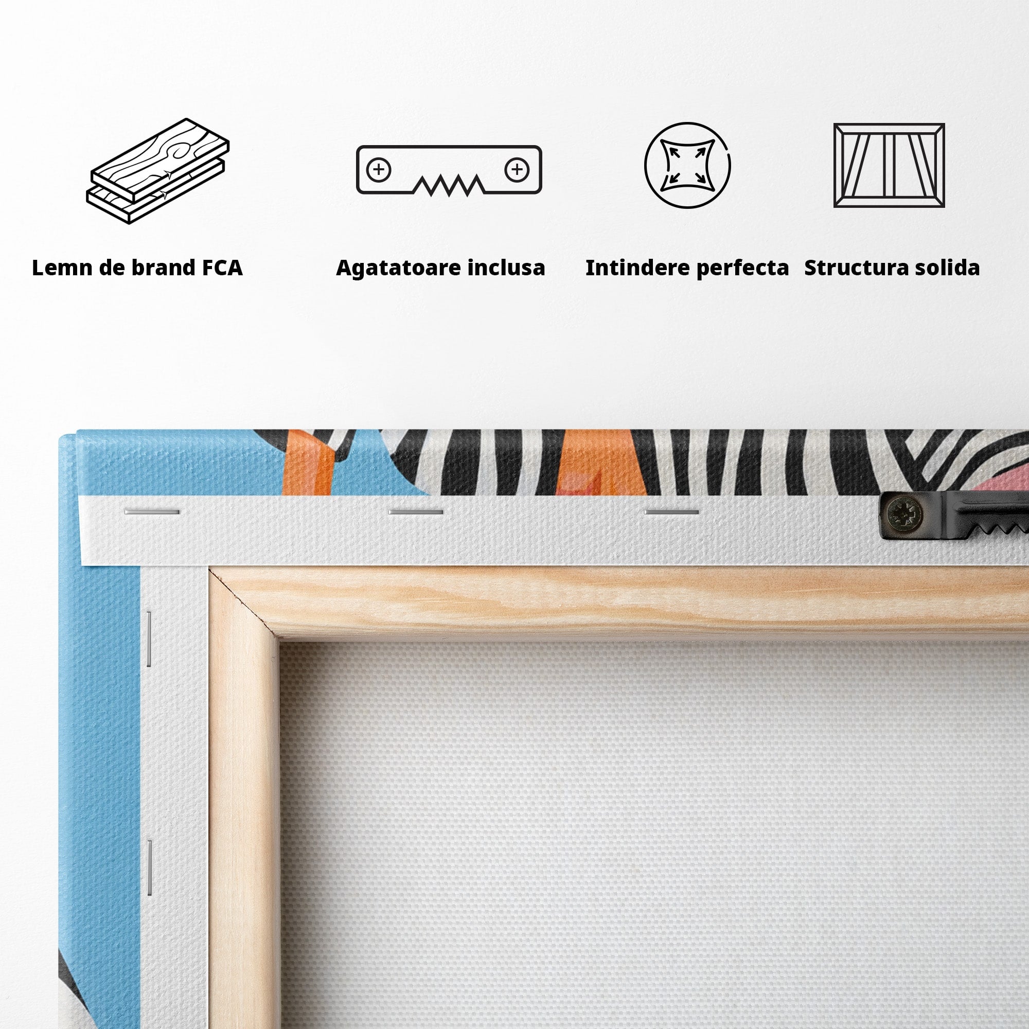 Tablou Canvas Premium LuxCanva® G1291, Femeie Cu Palarie Rosie, Femeie, Moda, Portret, Zebra, Living, Culori Vibrante