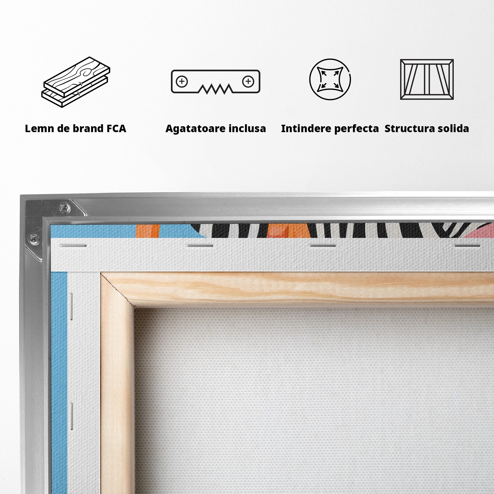 Tablou Canvas Premium LuxCanva® G1291, Femeie Cu Palarie Rosie, Femeie, Moda, Portret, Zebra, Living, Culori Vibrante