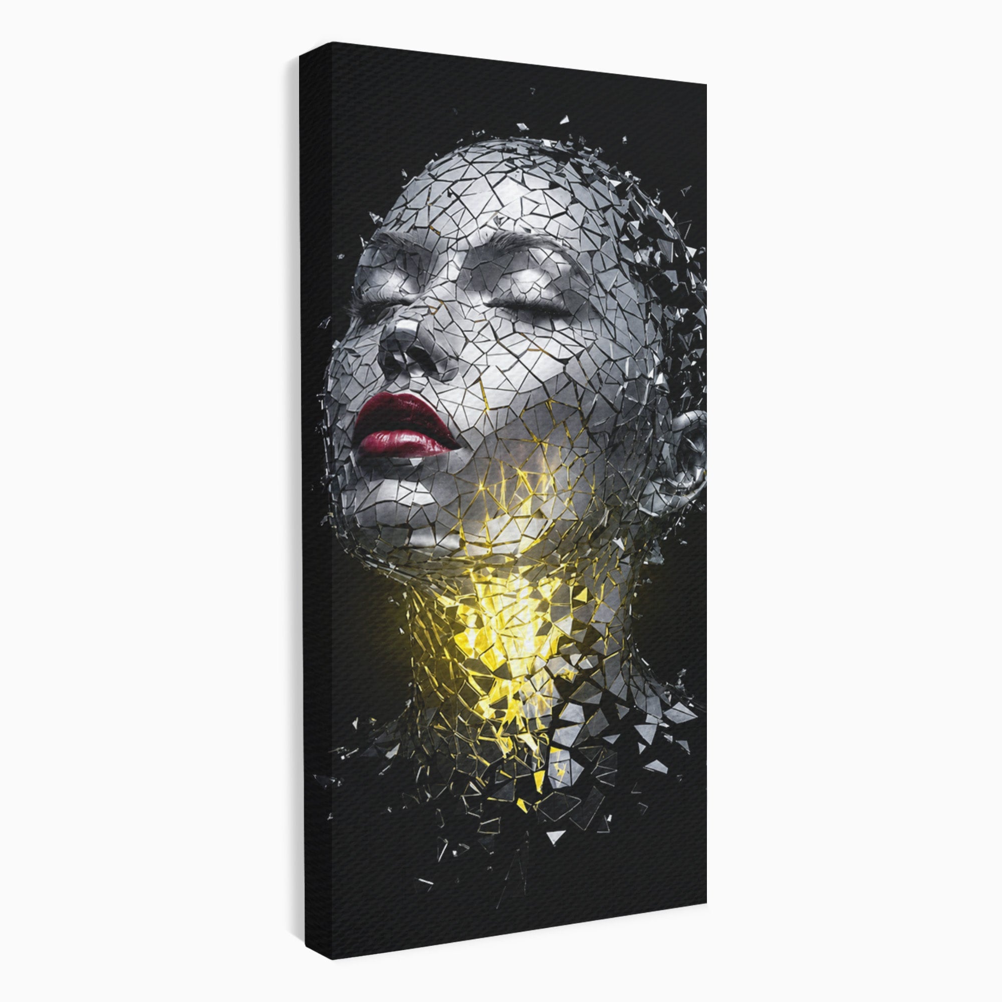 Tablou Canvas Premium LuxCanva® G1292, Chip Uman Fragmentat, Portret, Abstract, Modern, Fragmentat, Dormitor, Birou, Culori Vibrante