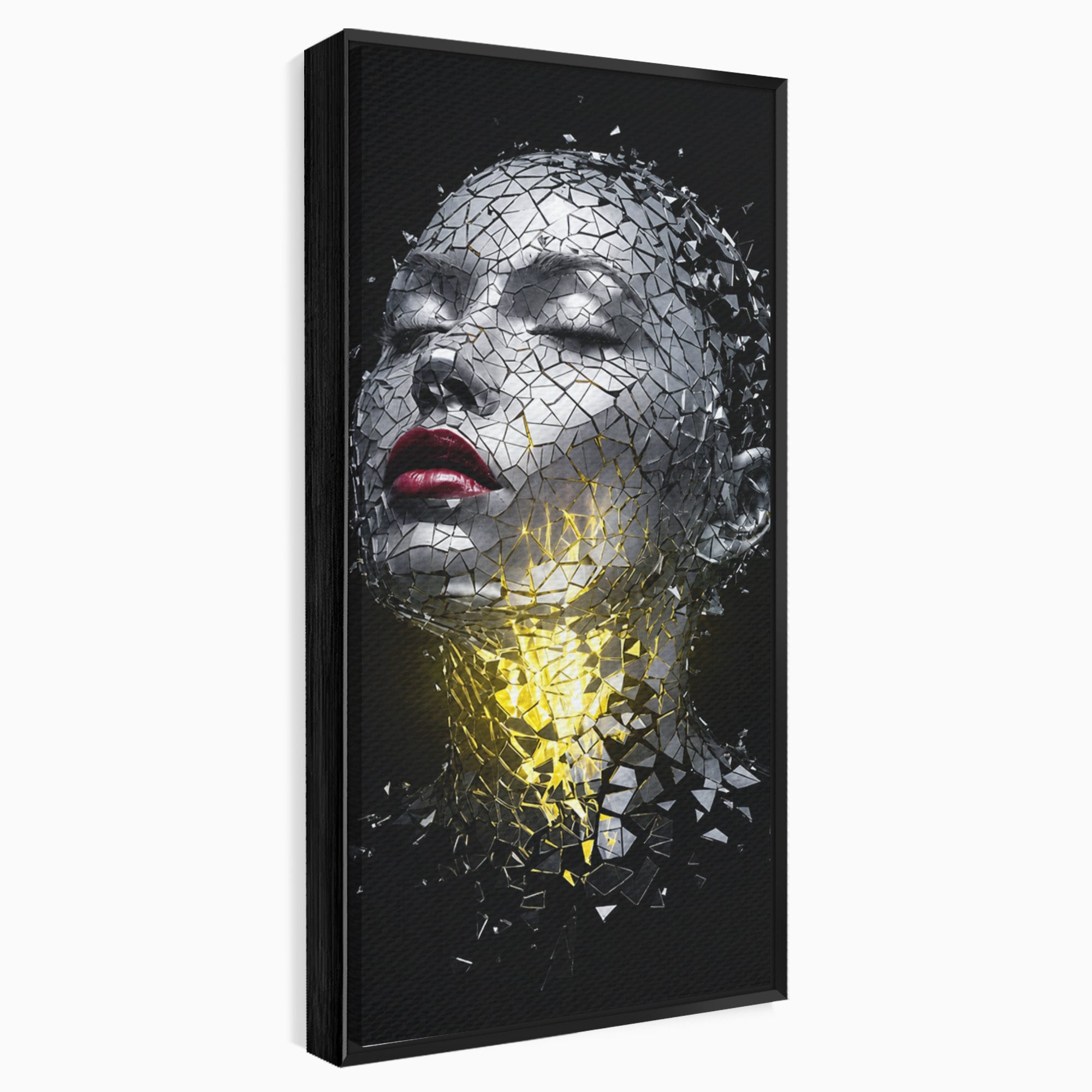 Tablou Canvas Premium LuxCanva® G1292, Chip Uman Fragmentat, Portret, Abstract, Modern, Fragmentat, Dormitor, Birou, Culori Vibrante