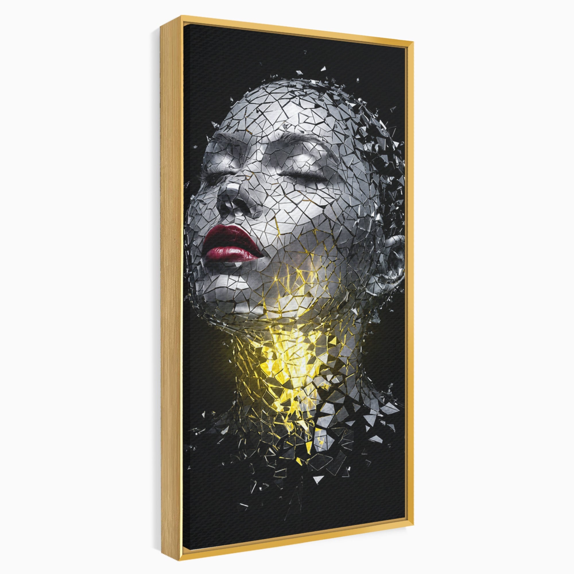 Tablou Canvas Premium LuxCanva® G1292, Chip Uman Fragmentat, Portret, Abstract, Modern, Fragmentat, Dormitor, Birou, Culori Vibrante