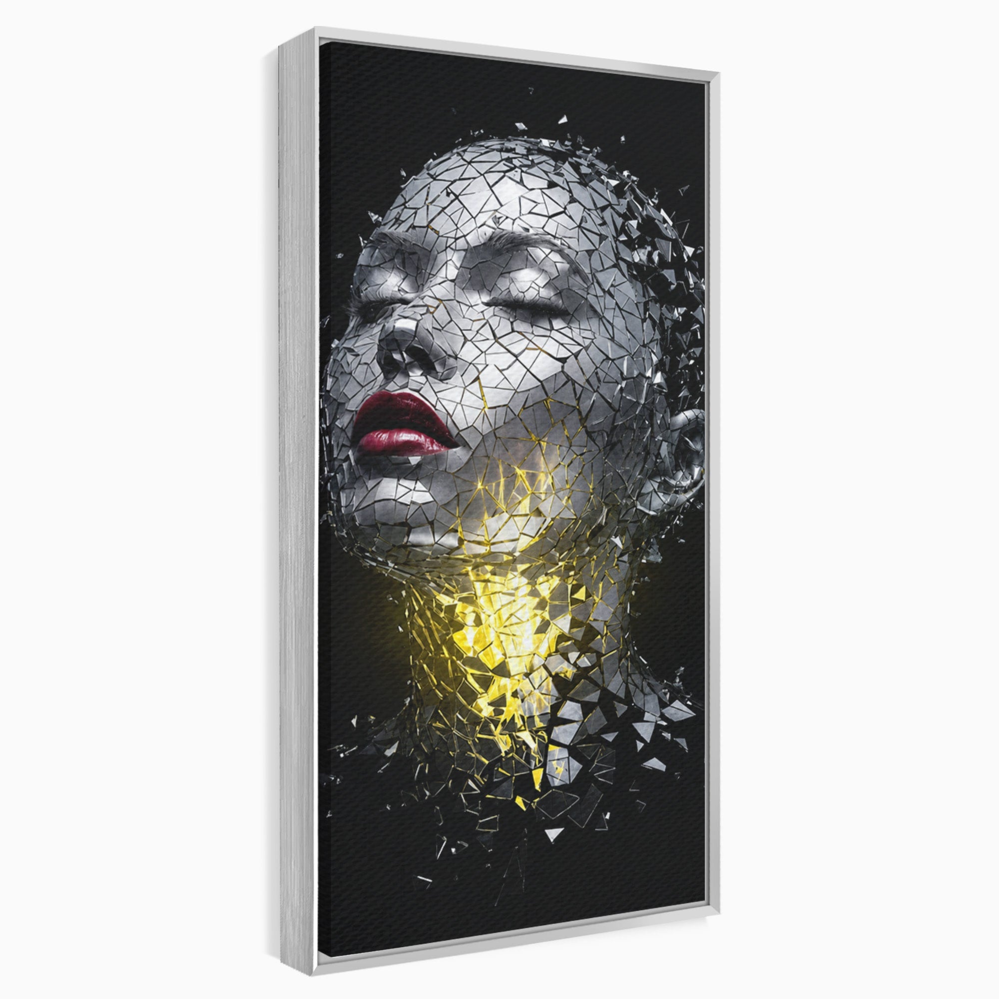 Tablou Canvas Premium LuxCanva® G1292, Chip Uman Fragmentat, Portret, Abstract, Modern, Fragmentat, Dormitor, Birou, Culori Vibrante