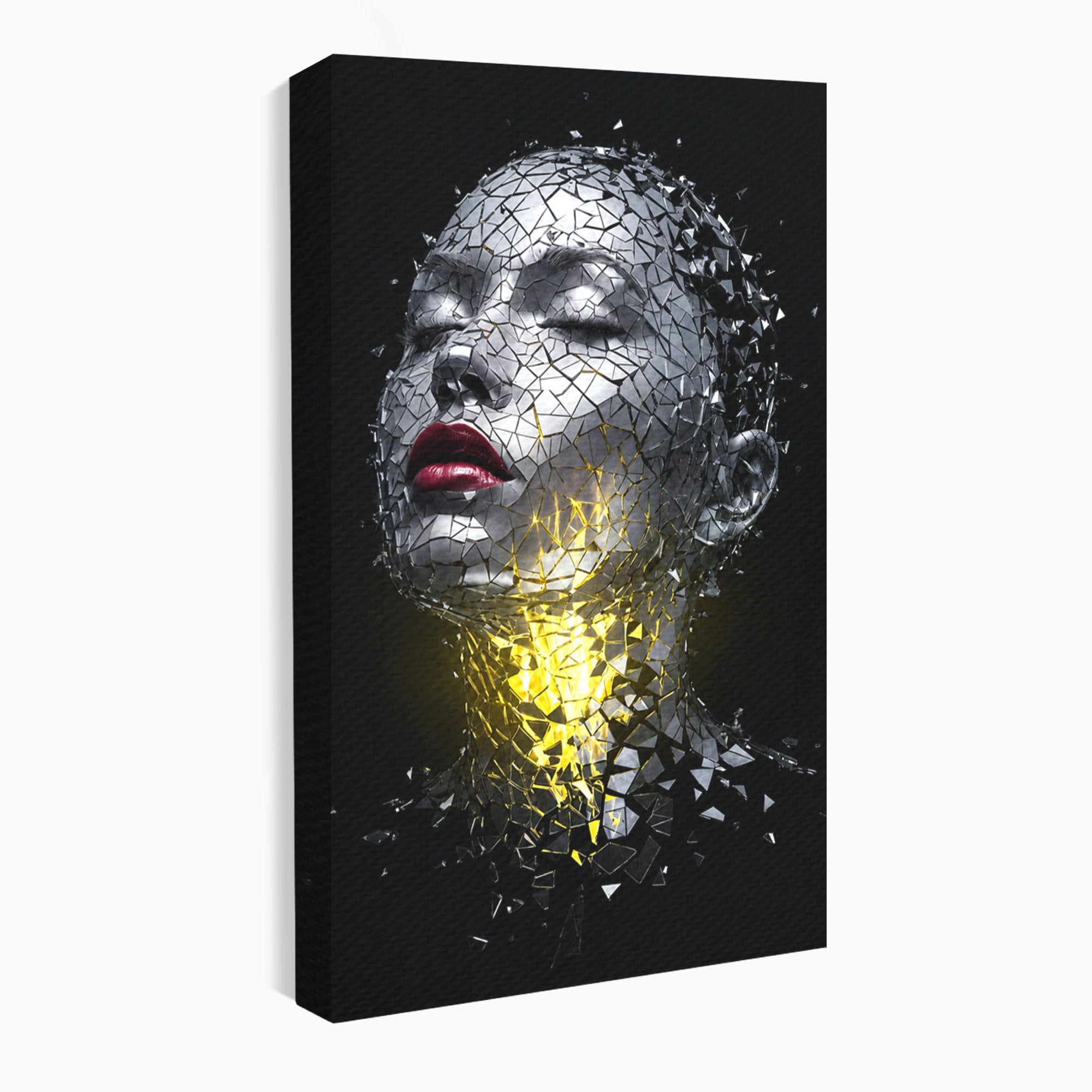 Tablou Canvas Premium LuxCanva® G1292, Chip Uman Fragmentat, Portret, Abstract, Modern, Fragmentat, Dormitor, Birou, Culori Vibrante