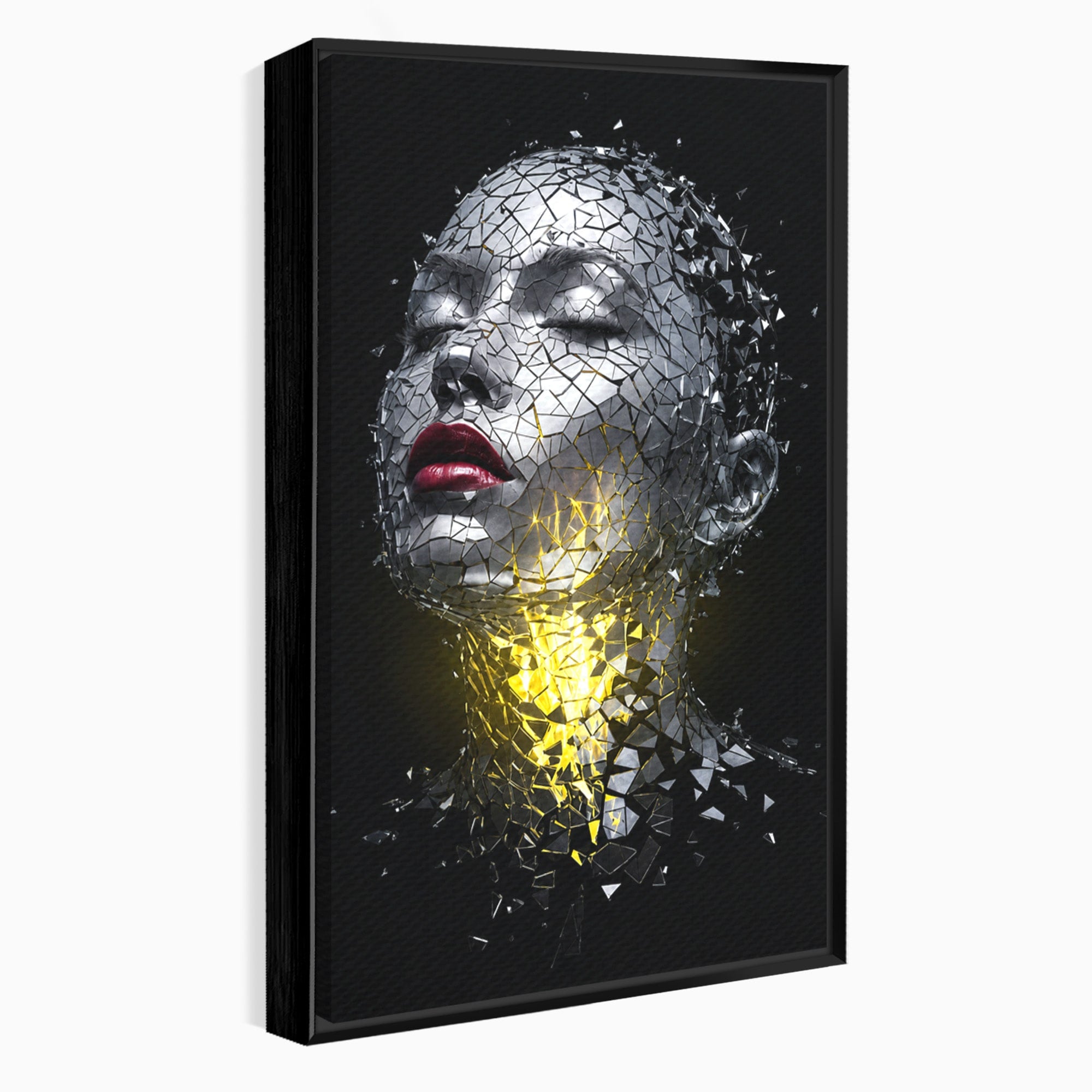 Tablou Canvas Premium LuxCanva® G1292, Chip Uman Fragmentat, Portret, Abstract, Modern, Fragmentat, Dormitor, Birou, Culori Vibrante