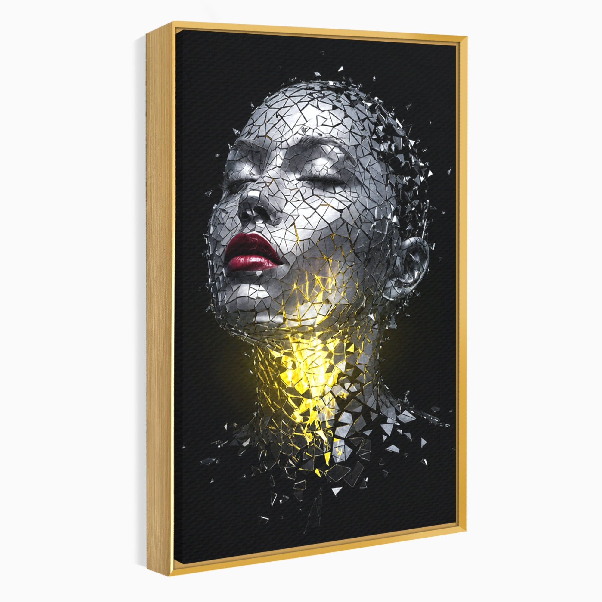 Tablou Canvas Premium LuxCanva® G1292, Chip Uman Fragmentat, Portret, Abstract, Modern, Fragmentat, Dormitor, Birou, Culori Vibrante