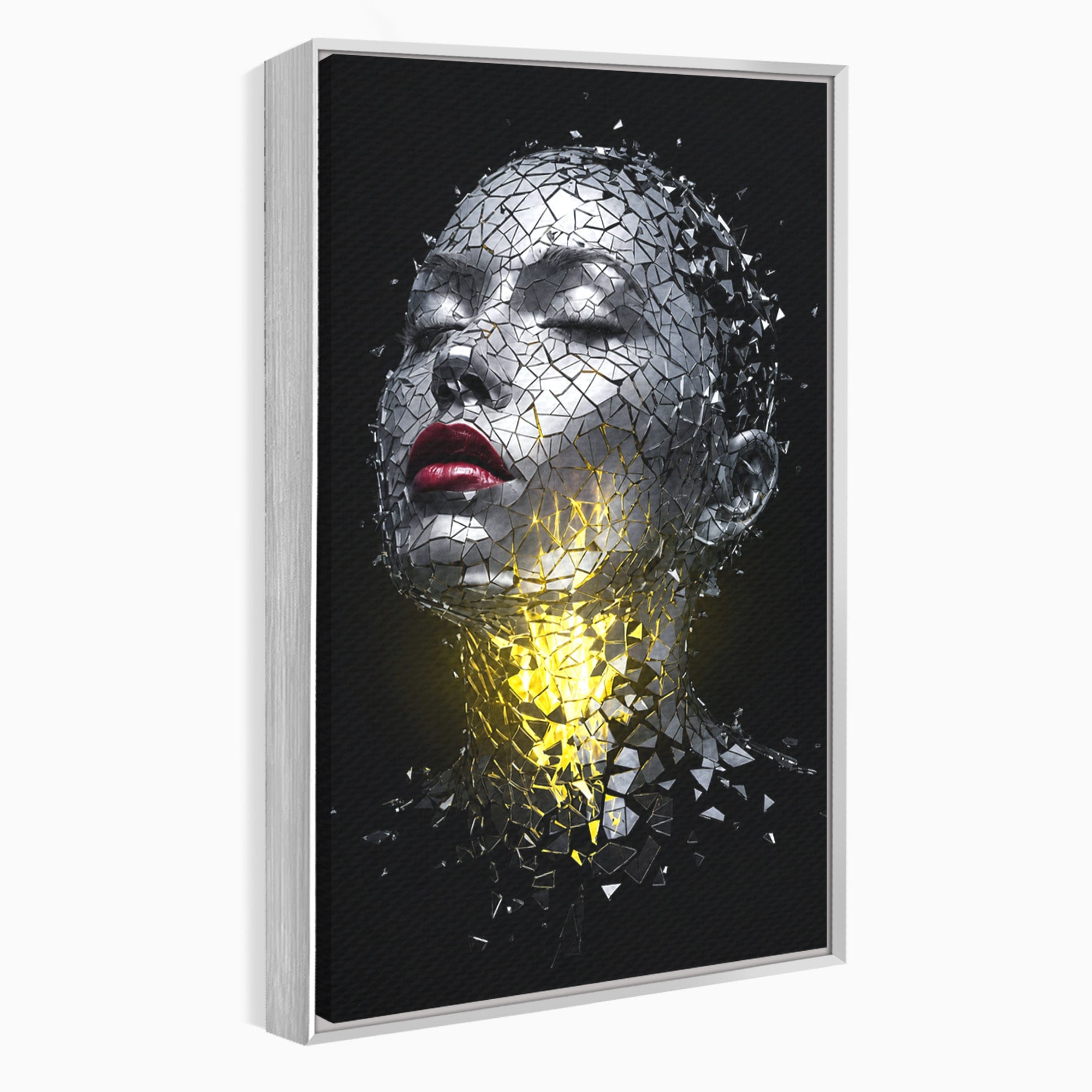Tablou Canvas Premium LuxCanva® G1292, Chip Uman Fragmentat, Portret, Abstract, Modern, Fragmentat, Dormitor, Birou, Culori Vibrante