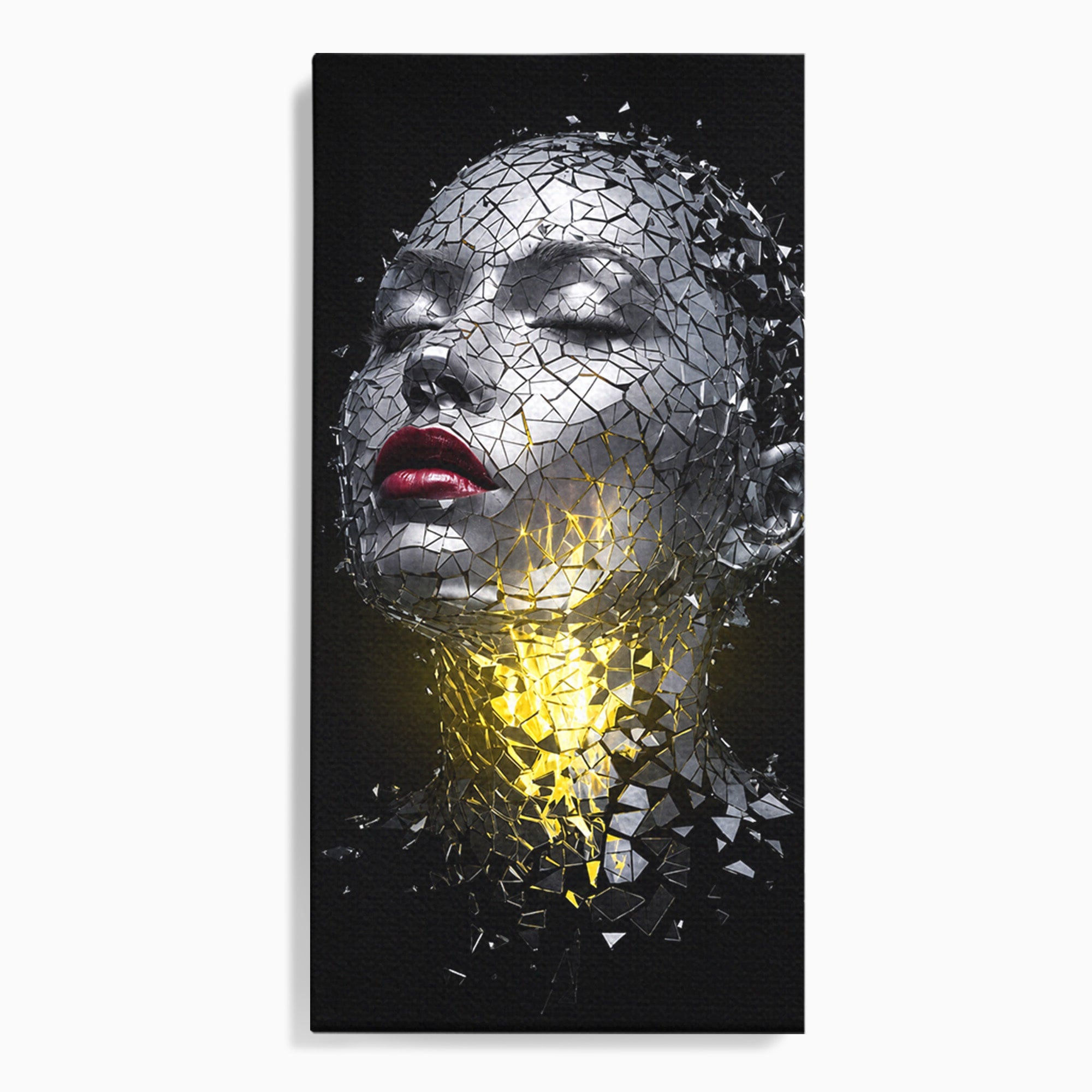 Tablou Canvas Premium LuxCanva® G1292, Chip Uman Fragmentat, Portret, Abstract, Modern, Fragmentat, Dormitor, Birou, Culori Vibrante