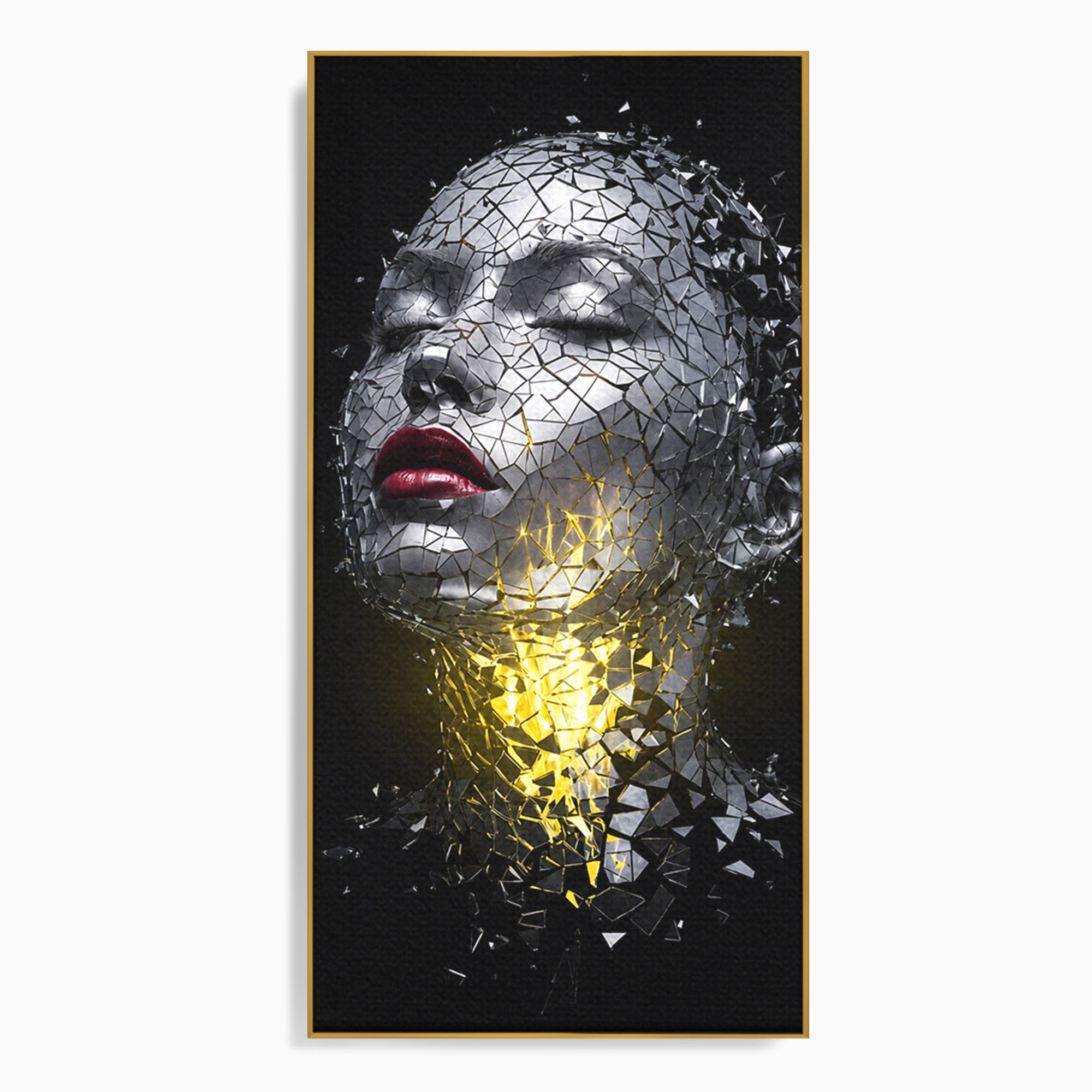 Tablou Canvas Premium LuxCanva® G1292, Chip Uman Fragmentat, Portret, Abstract, Modern, Fragmentat, Dormitor, Birou, Culori Vibrante
