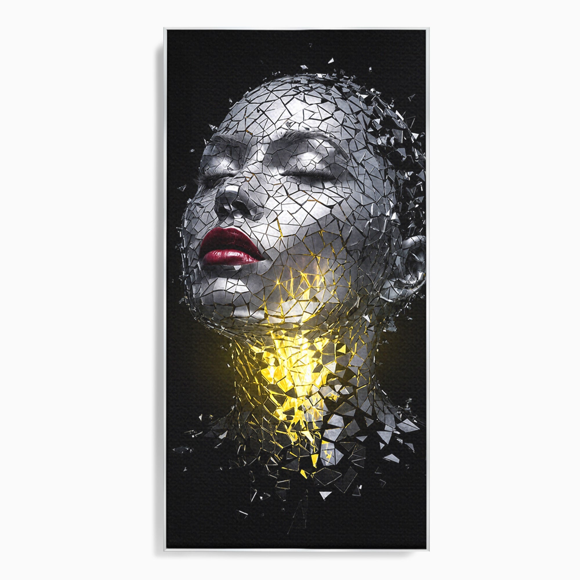 Tablou Canvas Premium LuxCanva® G1292, Chip Uman Fragmentat, Portret, Abstract, Modern, Fragmentat, Dormitor, Birou, Culori Vibrante