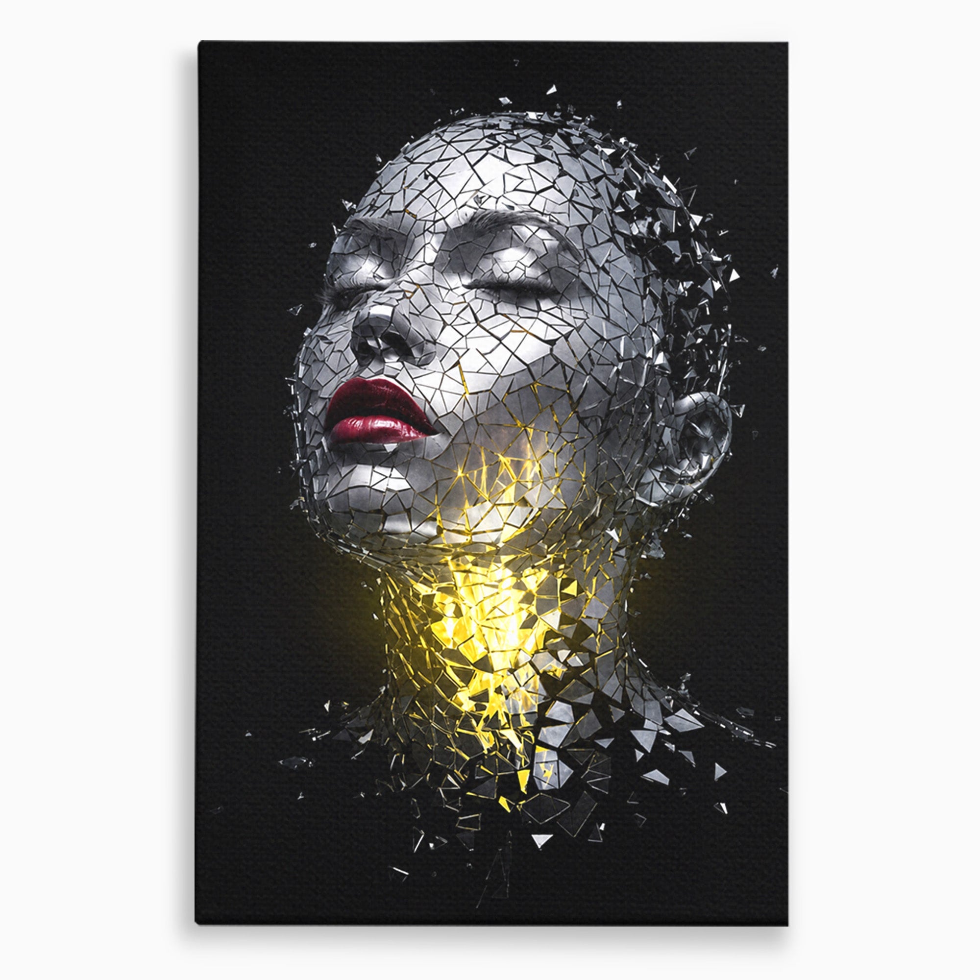 Tablou Canvas Premium LuxCanva® G1292, Chip Uman Fragmentat, Portret, Abstract, Modern, Fragmentat, Dormitor, Birou, Culori Vibrante