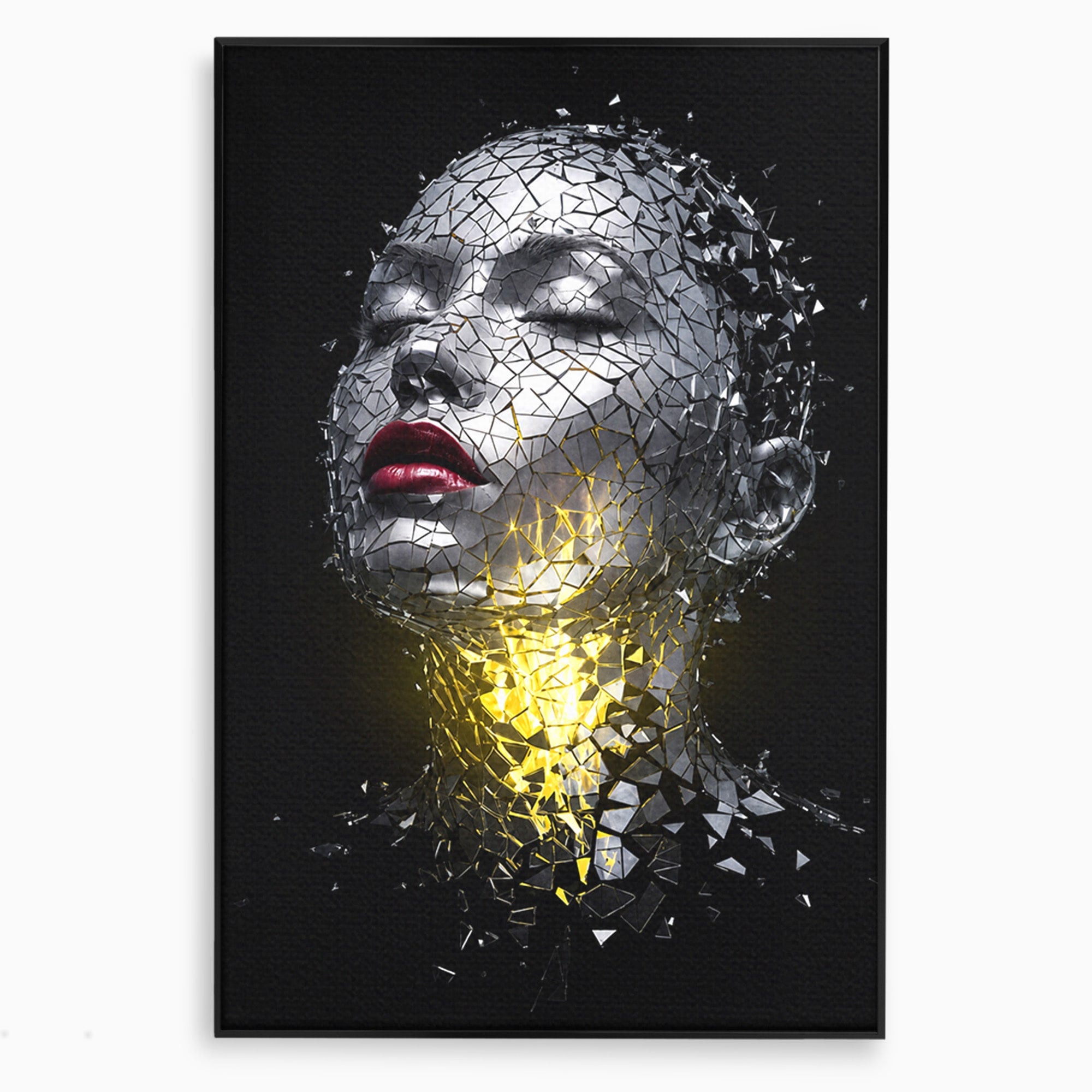 Tablou Canvas Premium LuxCanva® G1292, Chip Uman Fragmentat, Portret, Abstract, Modern, Fragmentat, Dormitor, Birou, Culori Vibrante