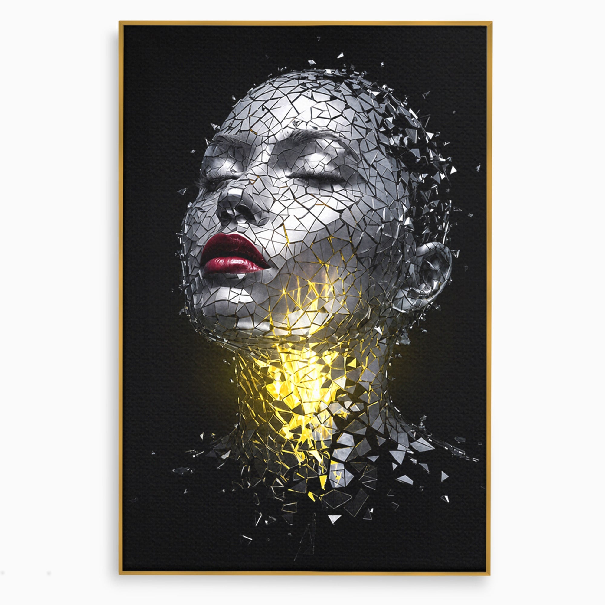 Tablou Canvas Premium LuxCanva® G1292, Chip Uman Fragmentat, Portret, Abstract, Modern, Fragmentat, Dormitor, Birou, Culori Vibrante