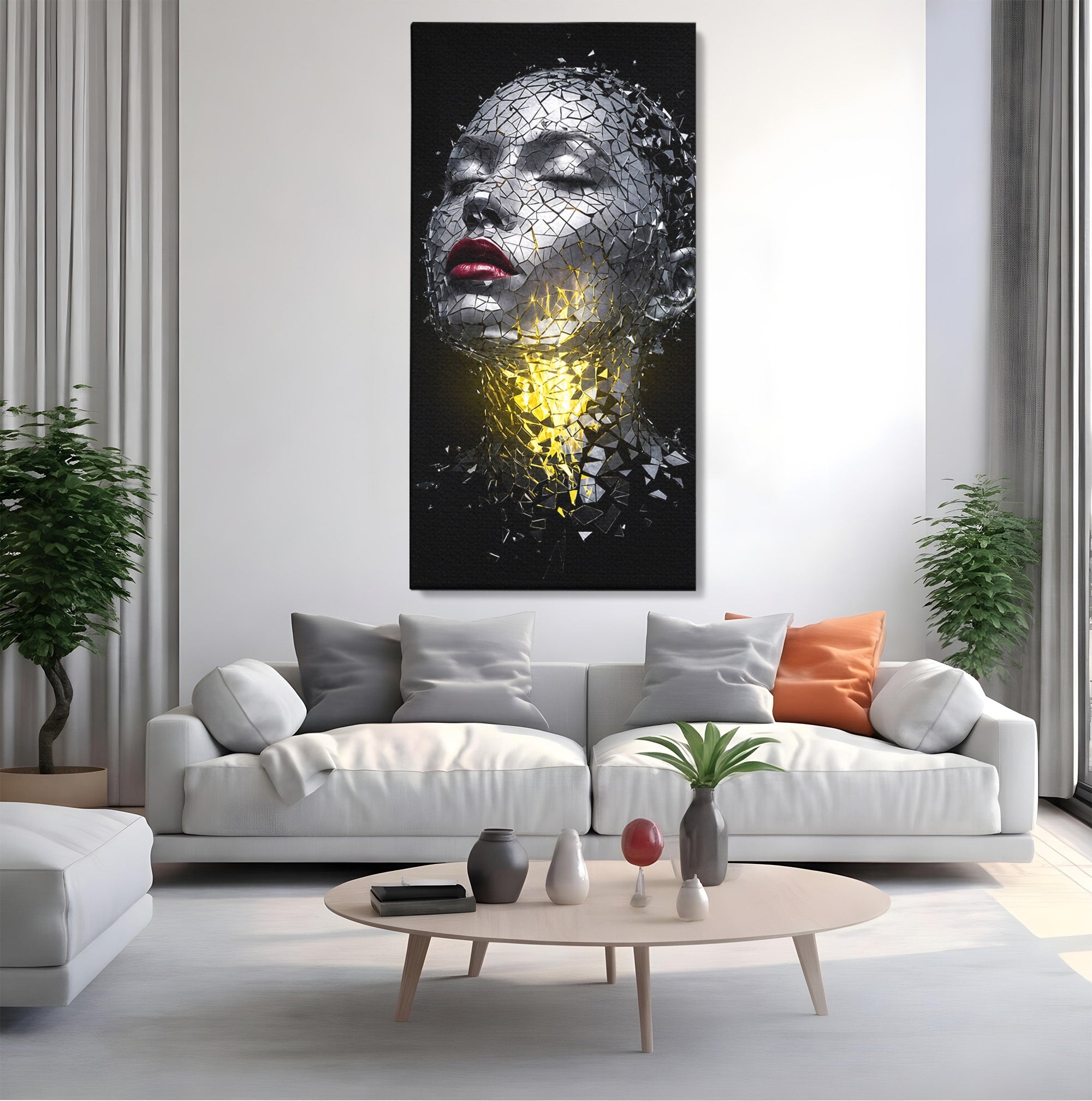 Tablou Canvas Premium LuxCanva® G1292, Chip Uman Fragmentat, Portret, Abstract, Modern, Fragmentat, Dormitor, Birou, Culori Vibrante