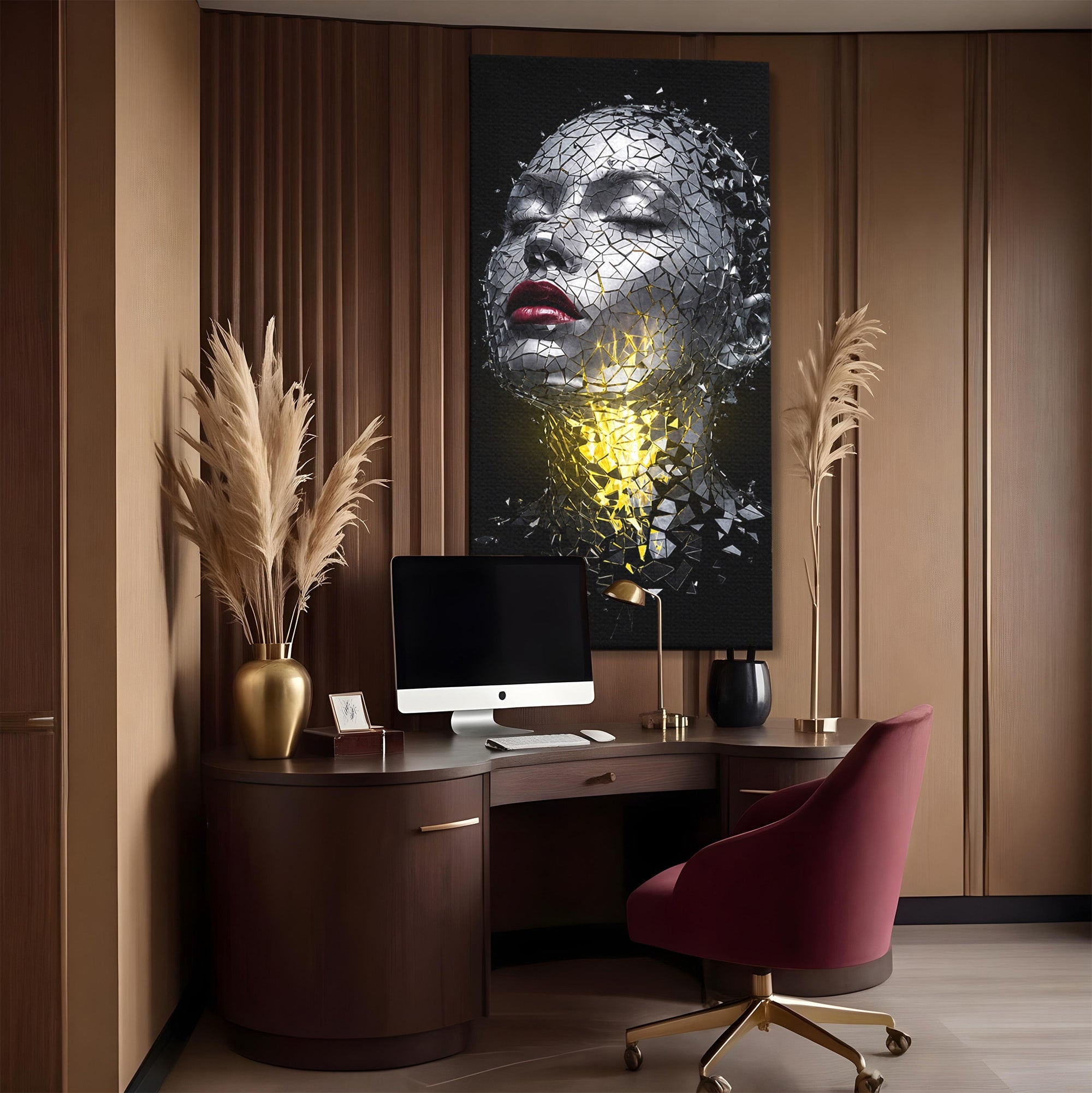 Tablou Canvas Premium LuxCanva® G1292, Chip Uman Fragmentat, Portret, Abstract, Modern, Fragmentat, Dormitor, Birou, Culori Vibrante