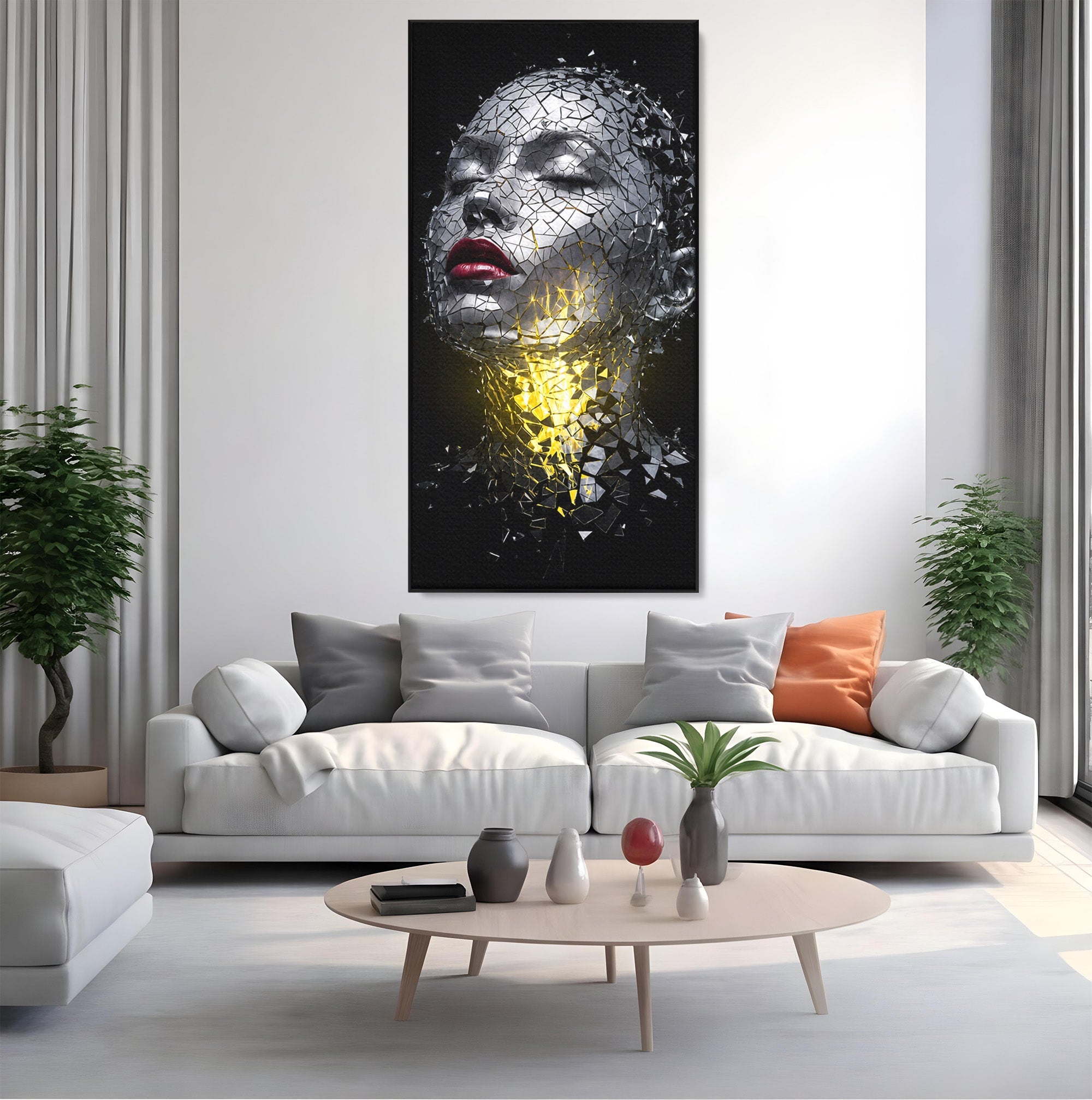 Tablou Canvas Premium LuxCanva® G1292, Chip Uman Fragmentat, Portret, Abstract, Modern, Fragmentat, Dormitor, Birou, Culori Vibrante