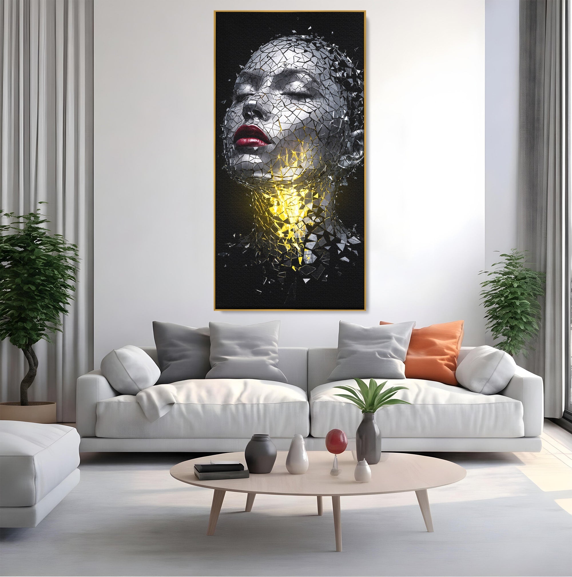 Tablou Canvas Premium LuxCanva® G1292, Chip Uman Fragmentat, Portret, Abstract, Modern, Fragmentat, Dormitor, Birou, Culori Vibrante