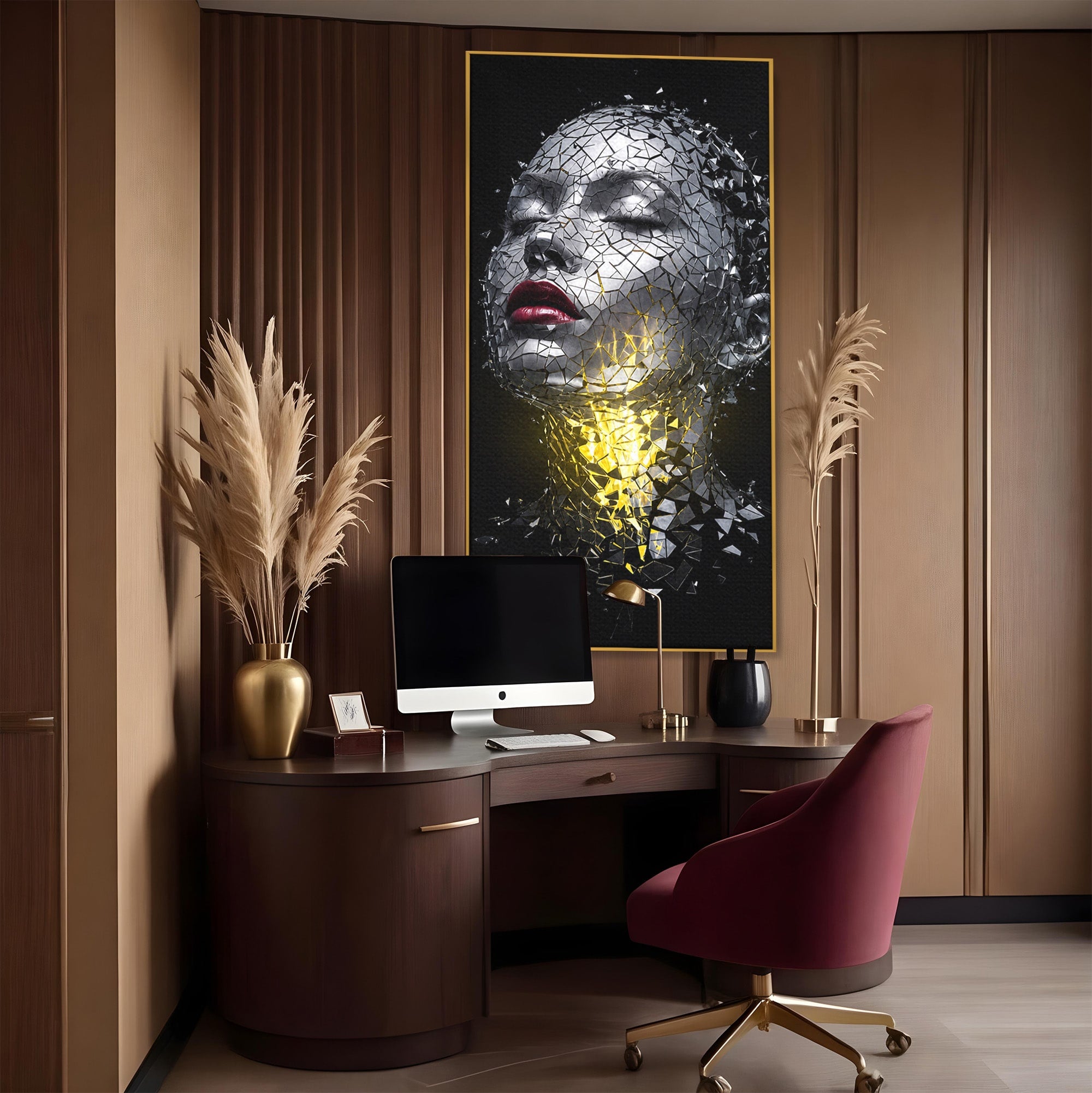 Tablou Canvas Premium LuxCanva® G1292, Chip Uman Fragmentat, Portret, Abstract, Modern, Fragmentat, Dormitor, Birou, Culori Vibrante