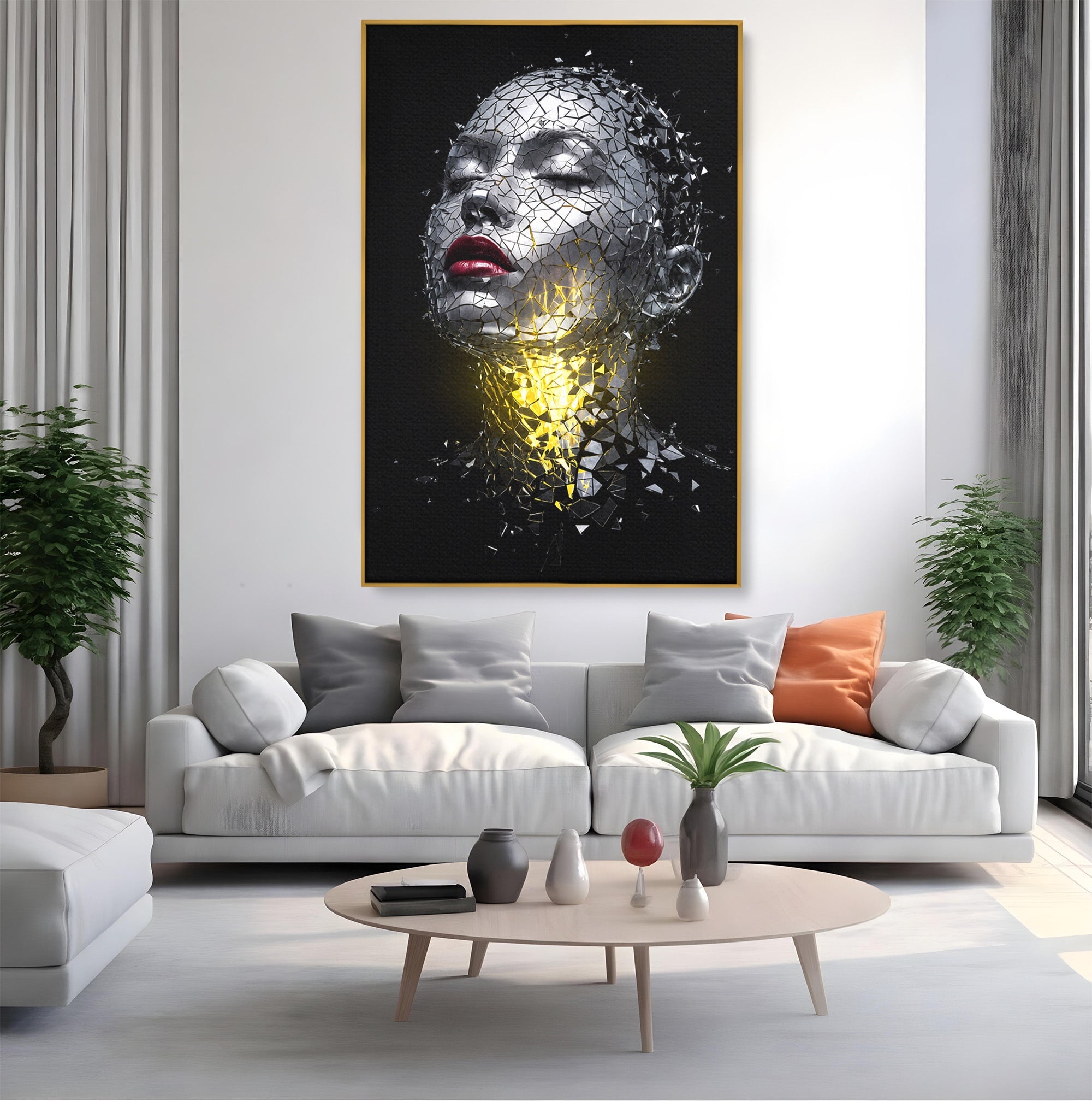 Tablou Canvas Premium LuxCanva® G1292, Chip Uman Fragmentat, Portret, Abstract, Modern, Fragmentat, Dormitor, Birou, Culori Vibrante