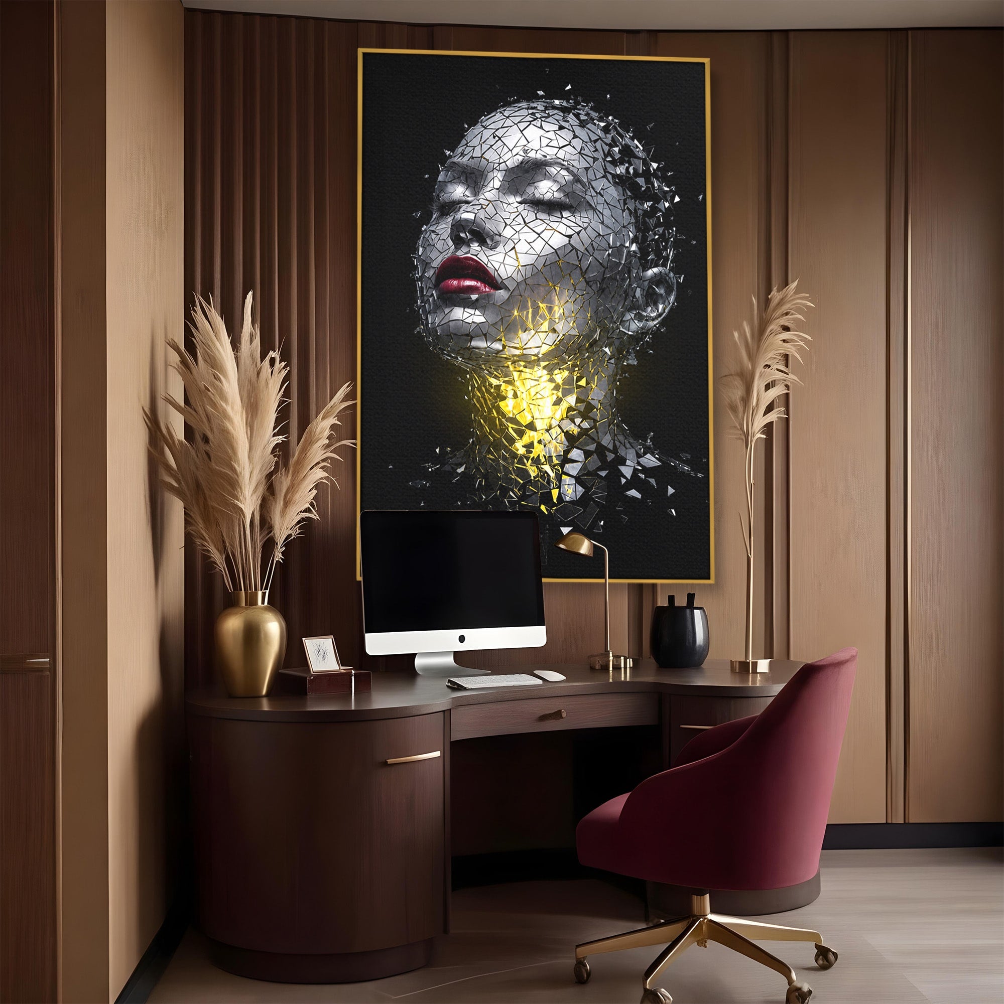 Tablou Canvas Premium LuxCanva® G1292, Chip Uman Fragmentat, Portret, Abstract, Modern, Fragmentat, Dormitor, Birou, Culori Vibrante