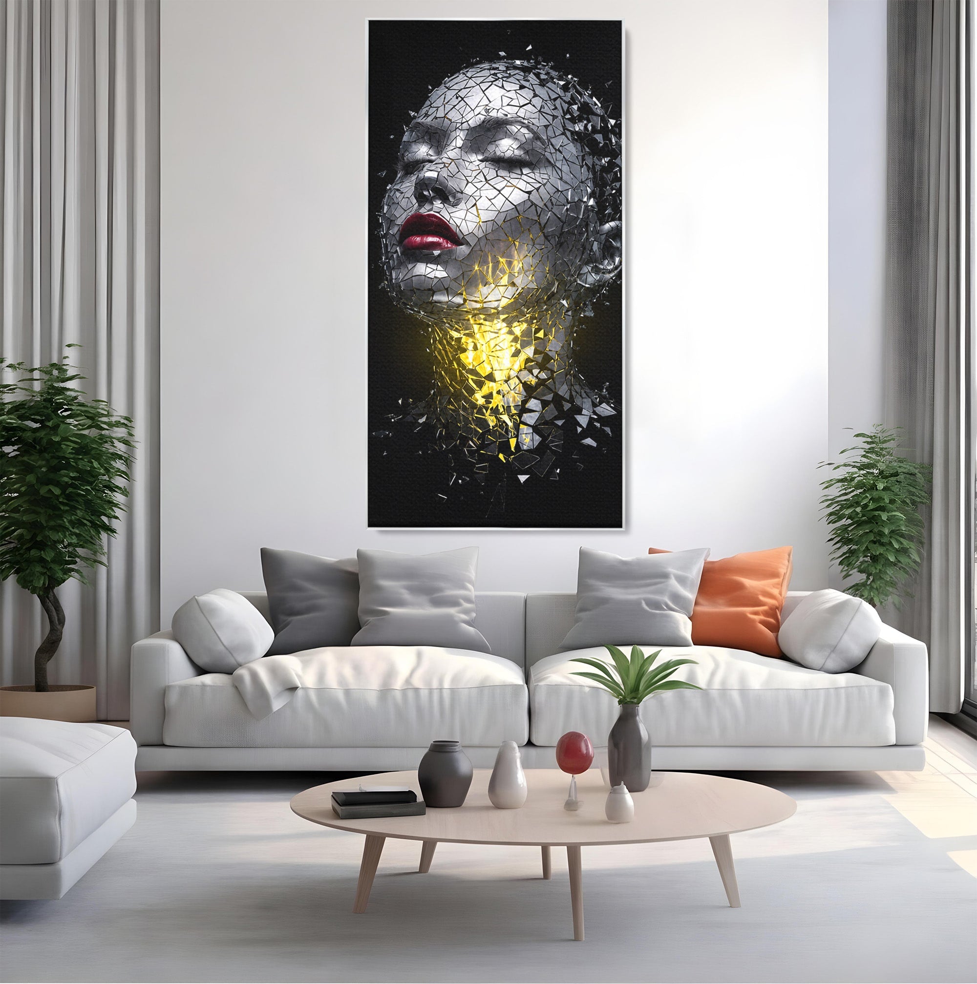 Tablou Canvas Premium LuxCanva® G1292, Chip Uman Fragmentat, Portret, Abstract, Modern, Fragmentat, Dormitor, Birou, Culori Vibrante